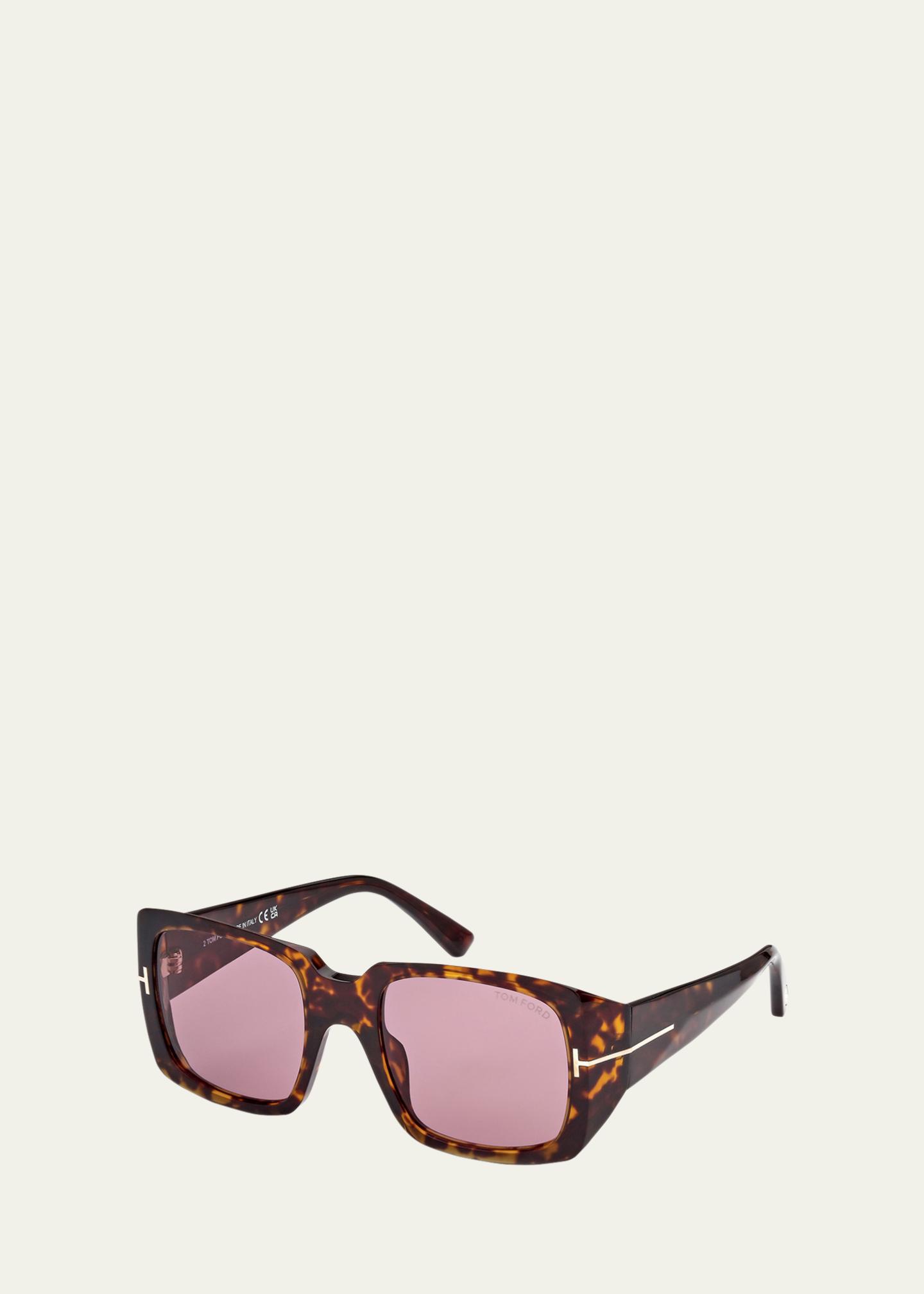 Tom Ford Cat‑Eye Sunglasses – Tortoise Acetate, T‑Temple Detail TOM FORD Tortoise Square Acetate Sunglasses - Bergdorf Goodman main image 2