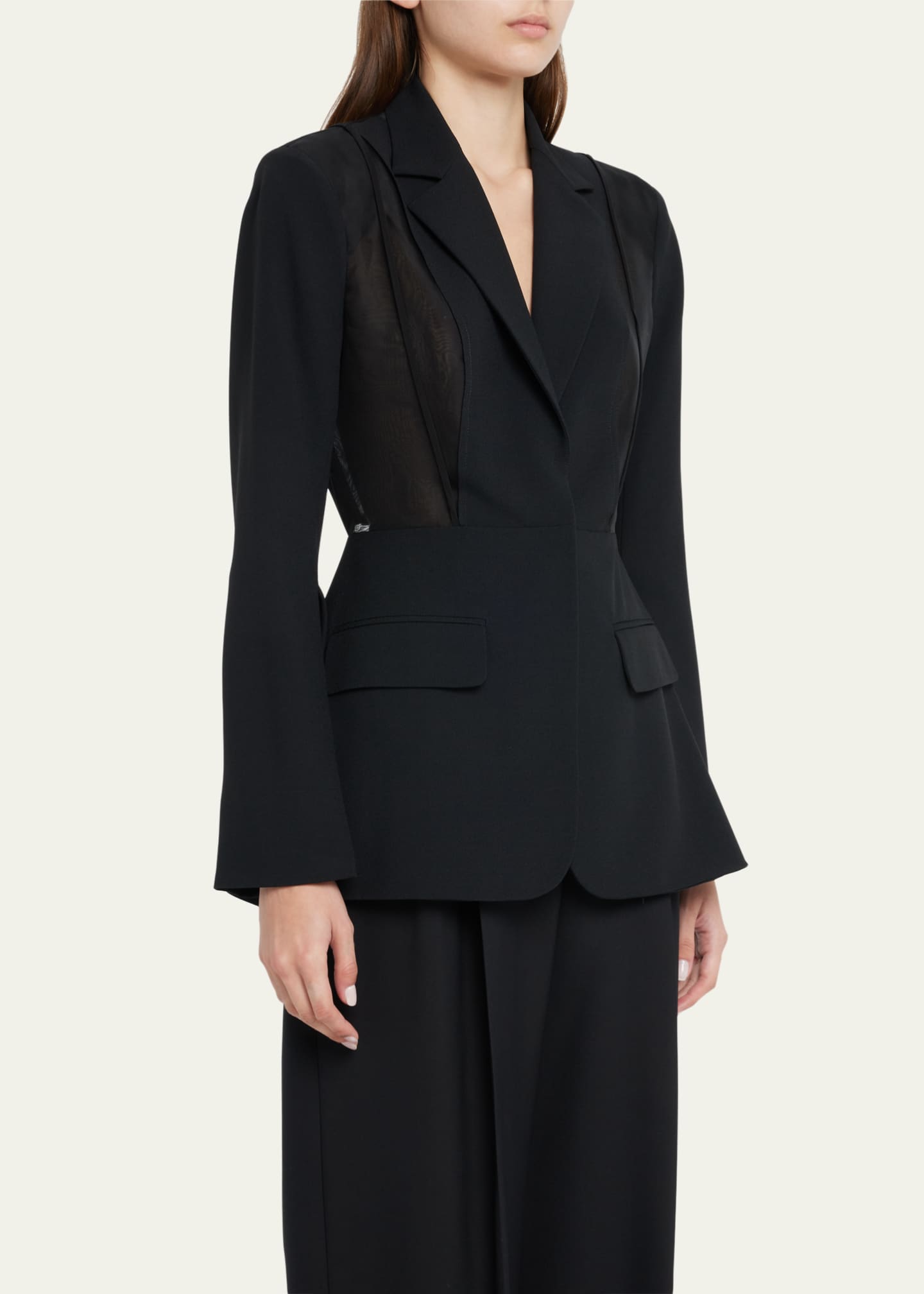 Jason Wu Collection Mixed Media Blazer Jacket with Suspender Detail Bergdorf Goodman