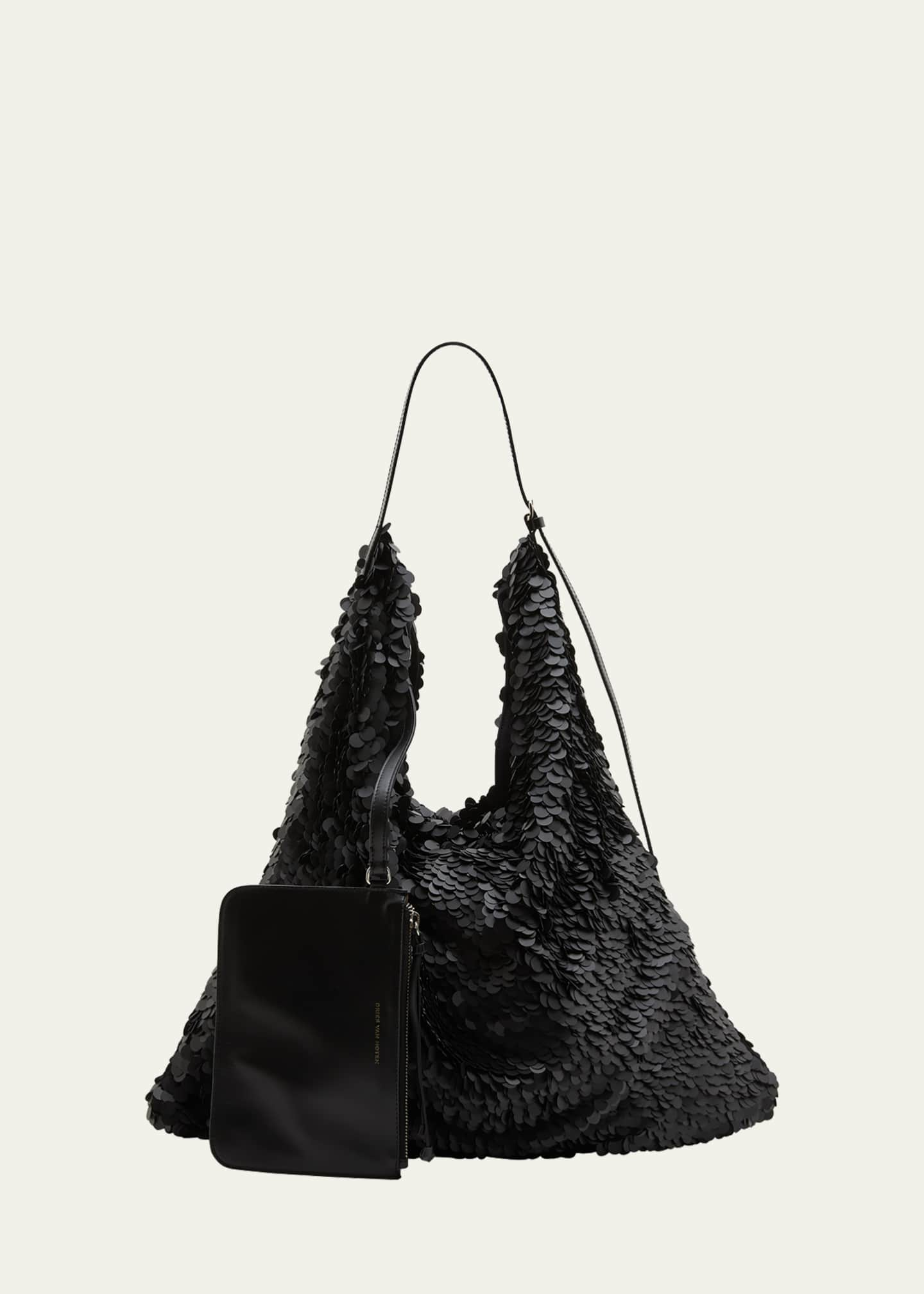 Dries Van Noten Sequins Leather Shoulder Bag