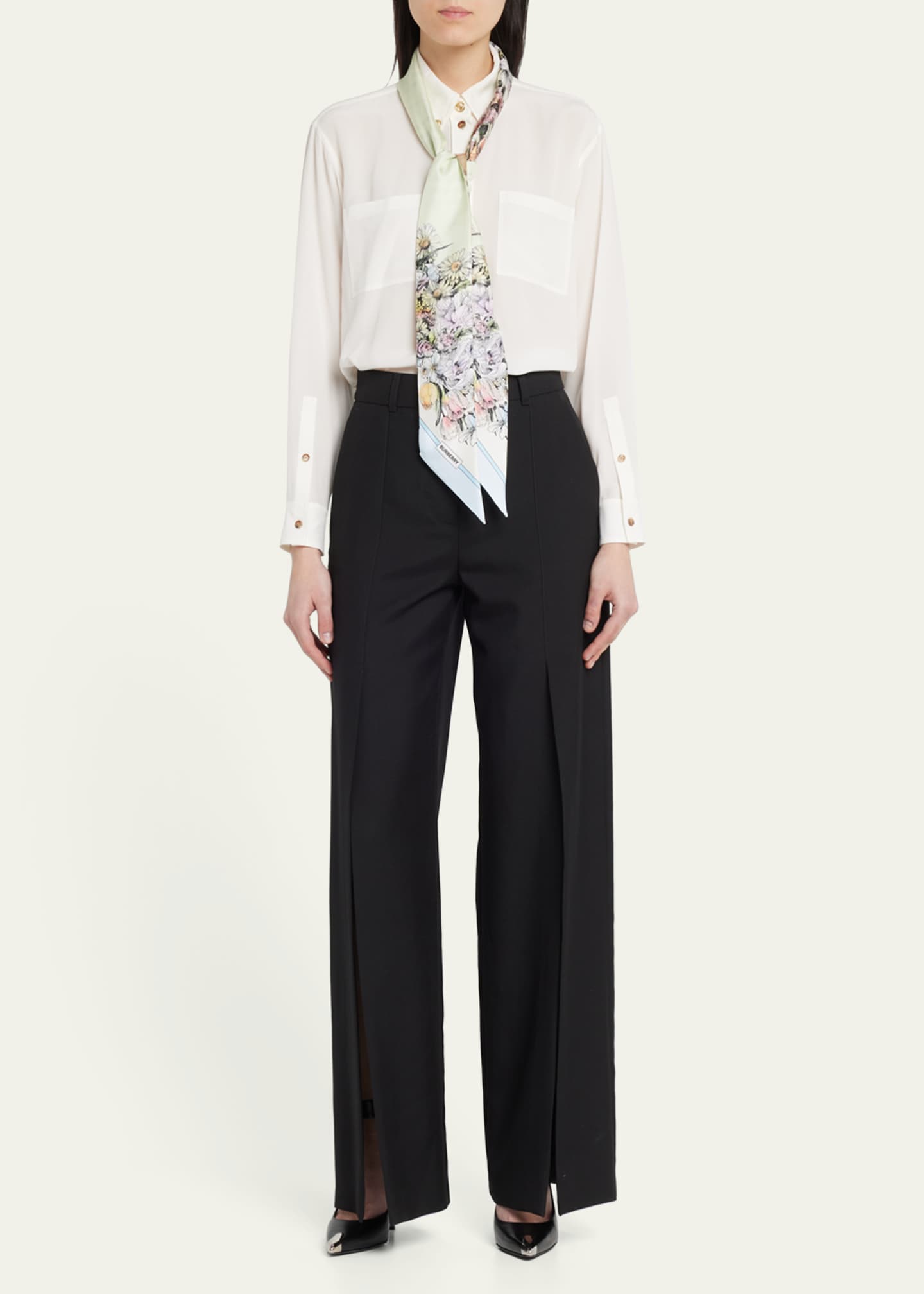 Burberry Floral Silk Skinny Scarf Bergdorf Goodman