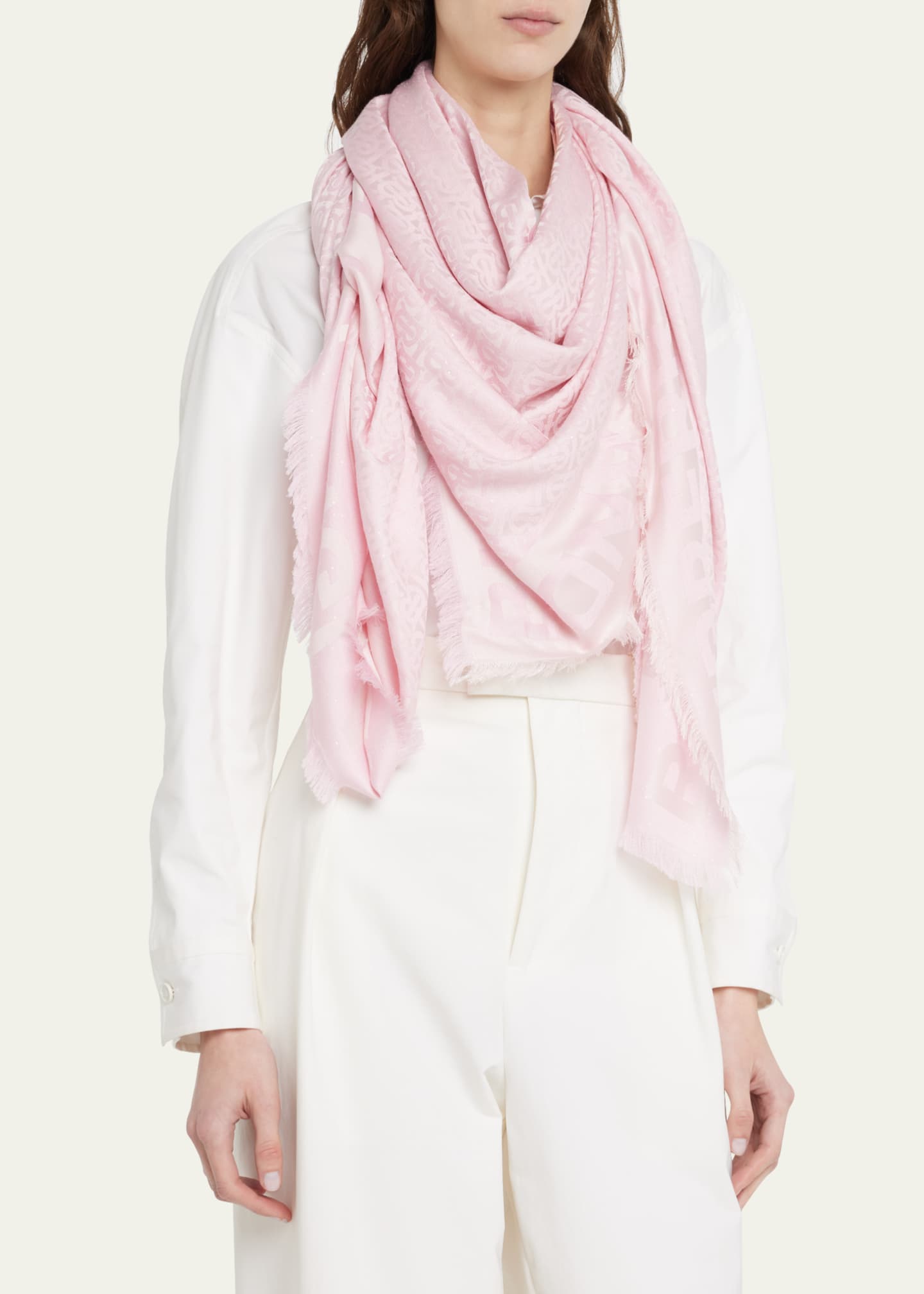 Burberry Jacquard TB Monogram SilkWool Scarf Bergdorf Goodman