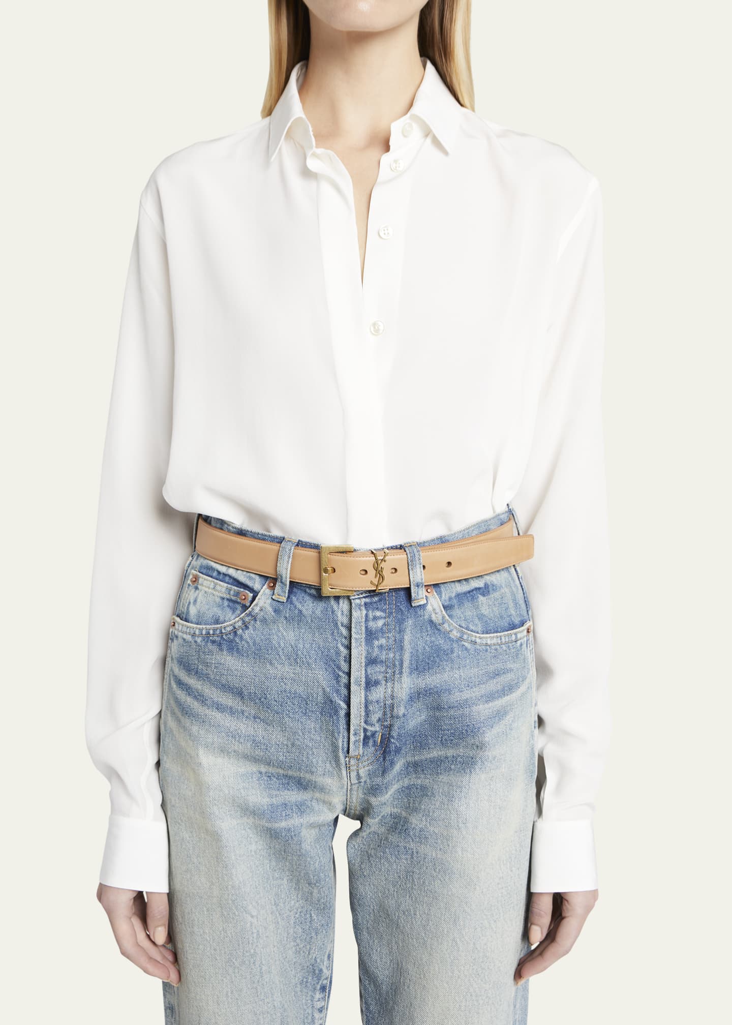 Saint Laurent YSL Cassandre Leather Belt Bergdorf Goodman