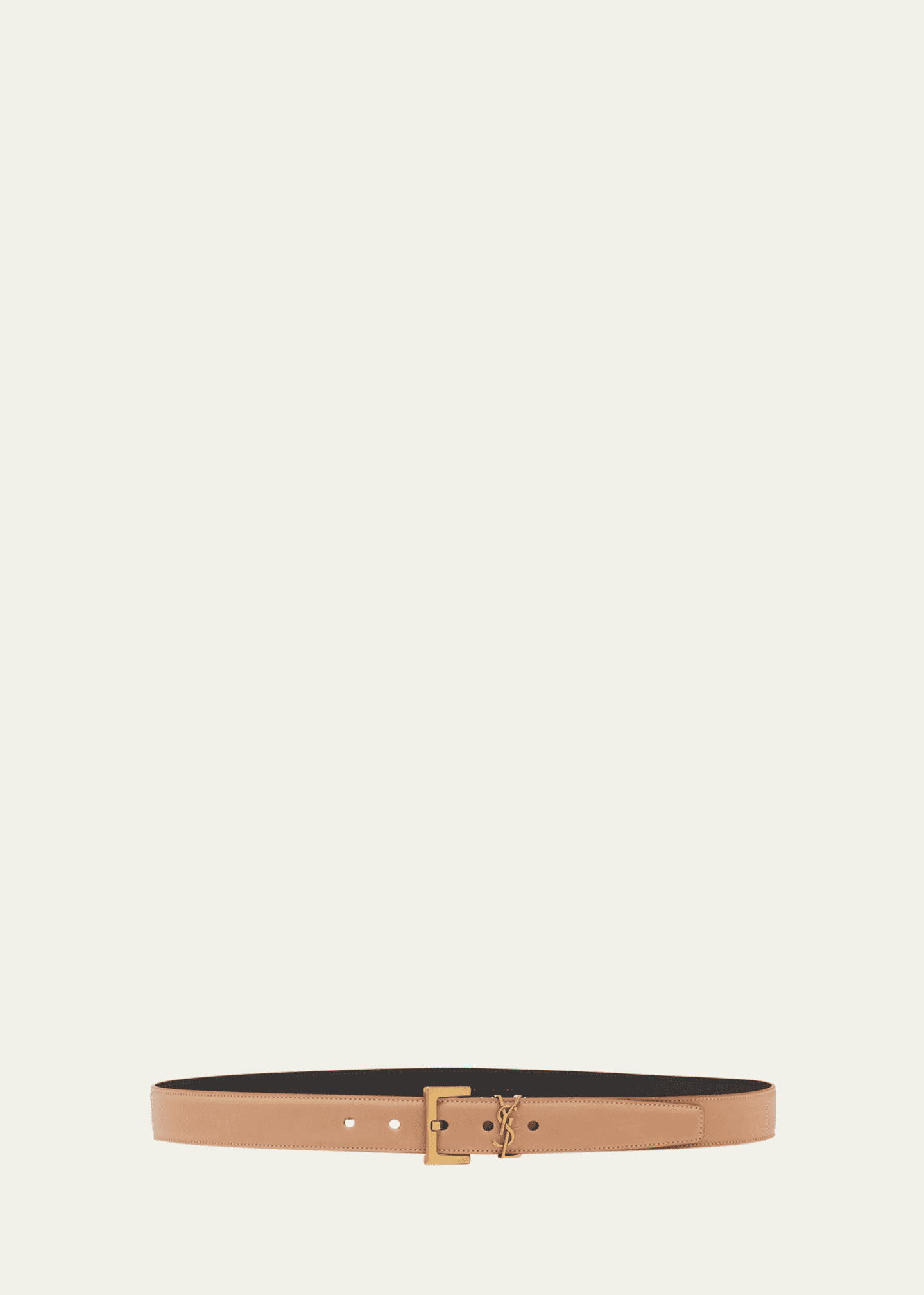 SAINT LAURENT YSL Logo Brown Leather Belt