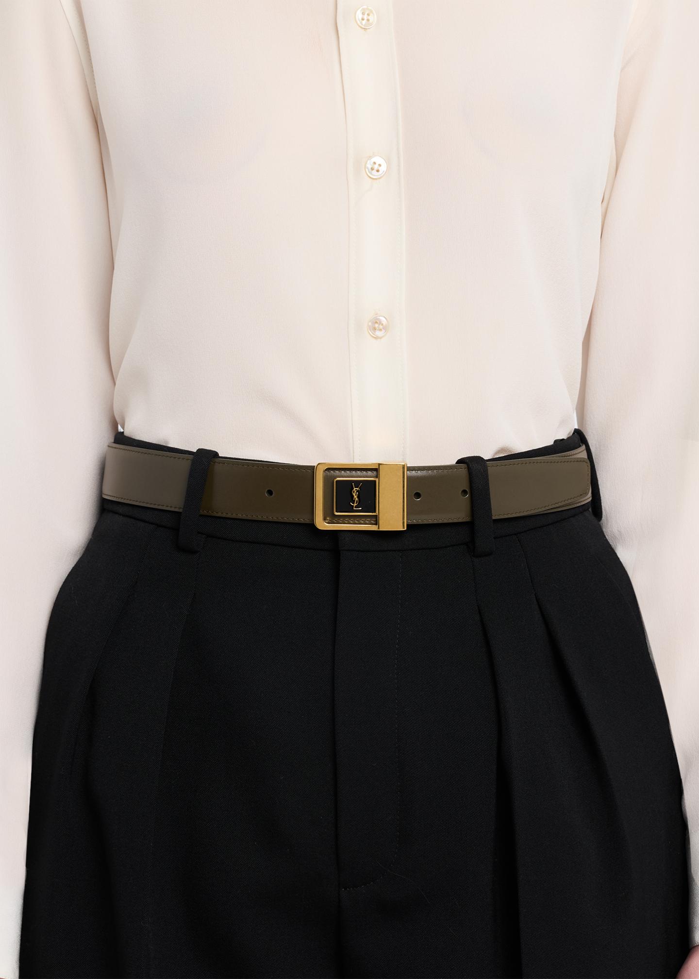 Yves Saint Laurent Black Wide Leather Waist Belt Square Buckle YSL SAINT LAURENT Leather waist belt | NET-A-PORTER main image 4