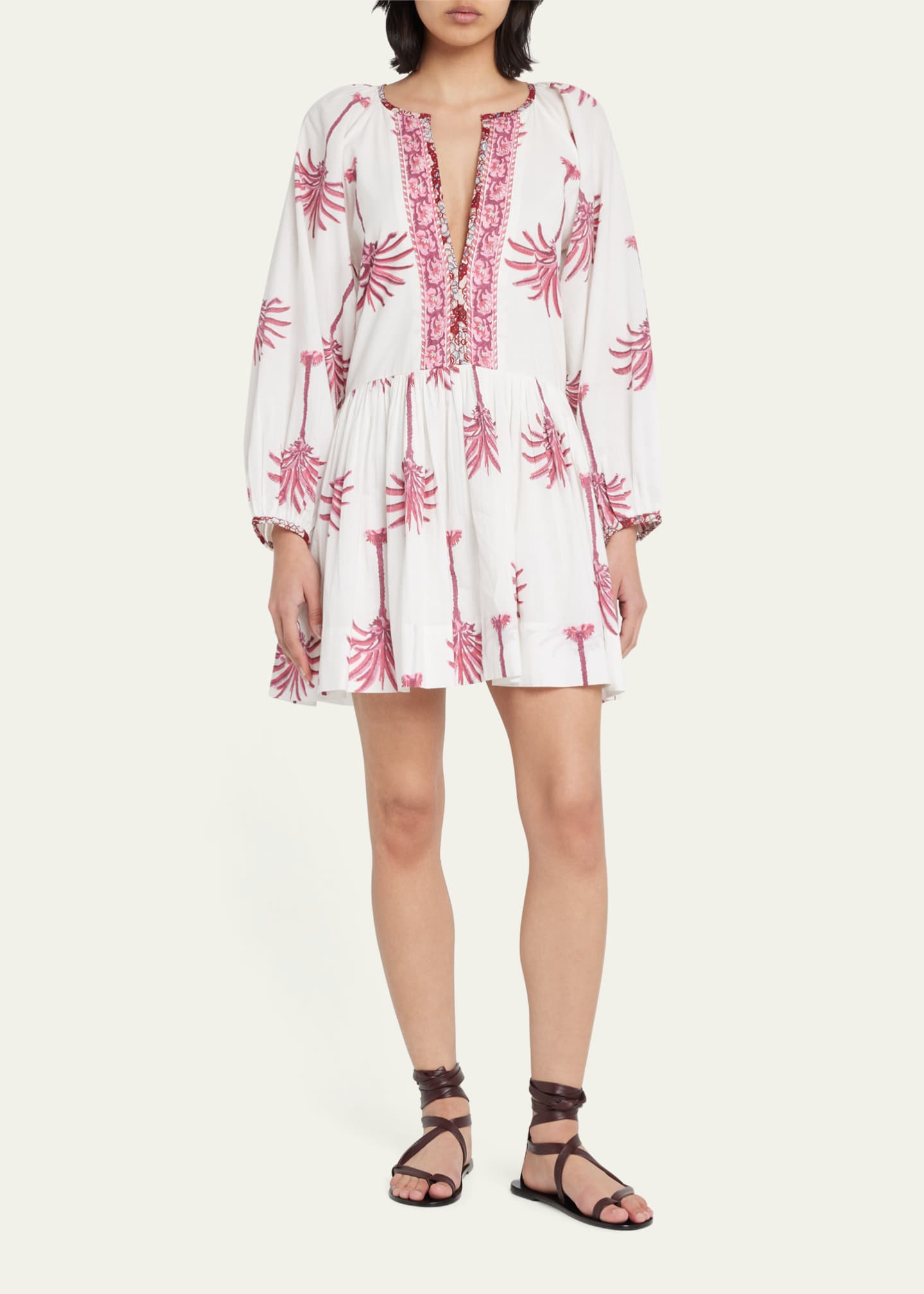 Alix of Bohemia Sula Pink Palm Mini Dress Bergdorf Goodman