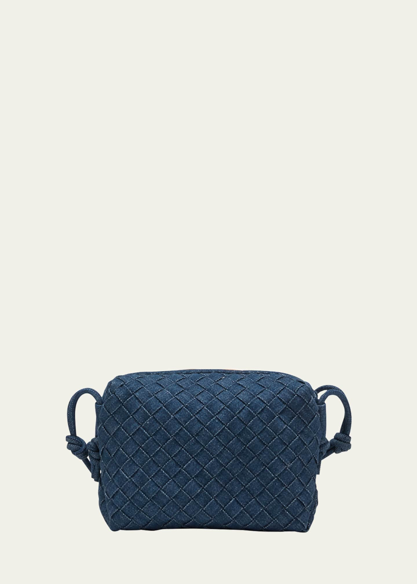 Bottega Veneta Women's Denim Woven Crossbody Bag Indigo Space