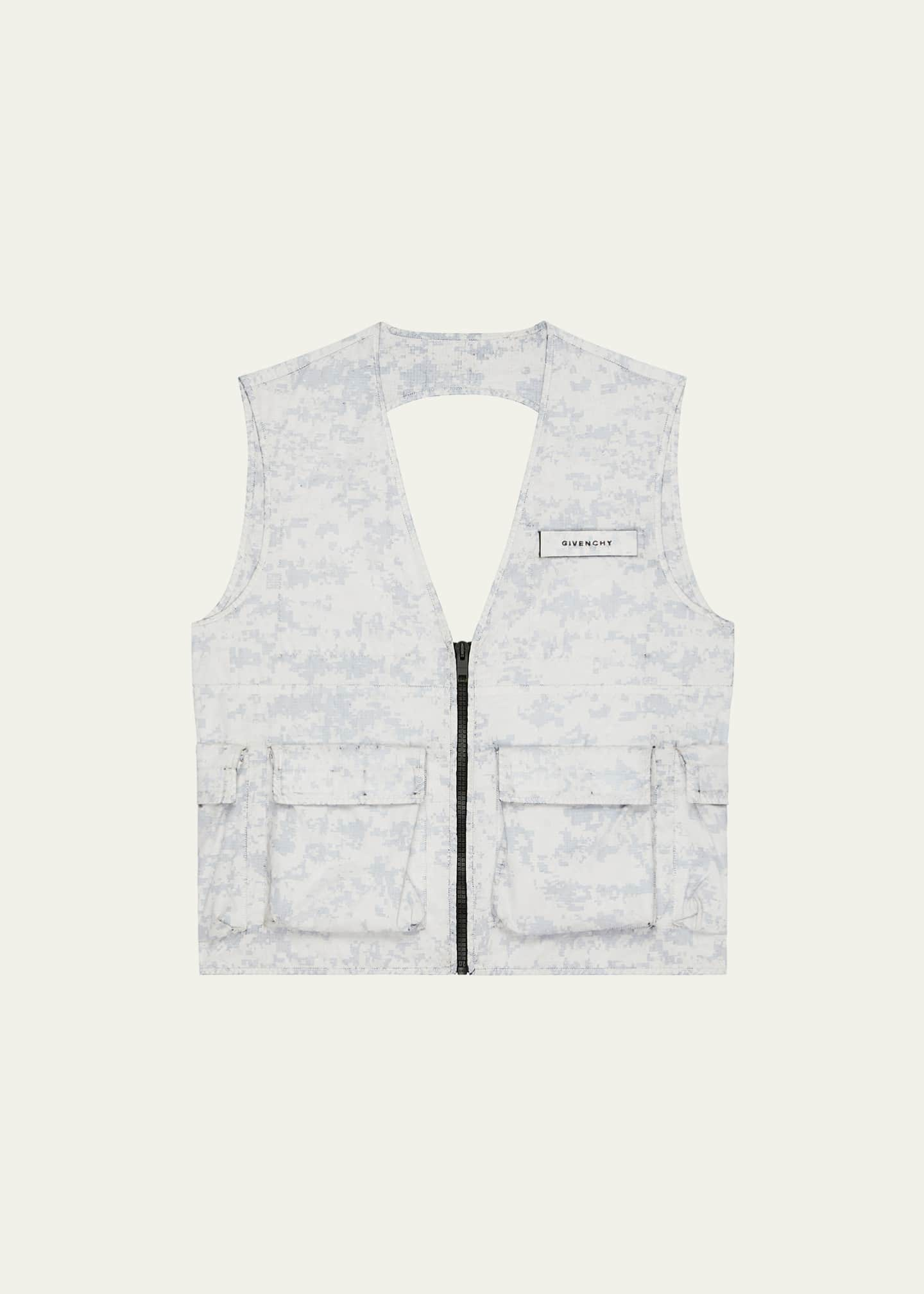 Givenchy Men's Camo-Print Open-Back Cargo Vest