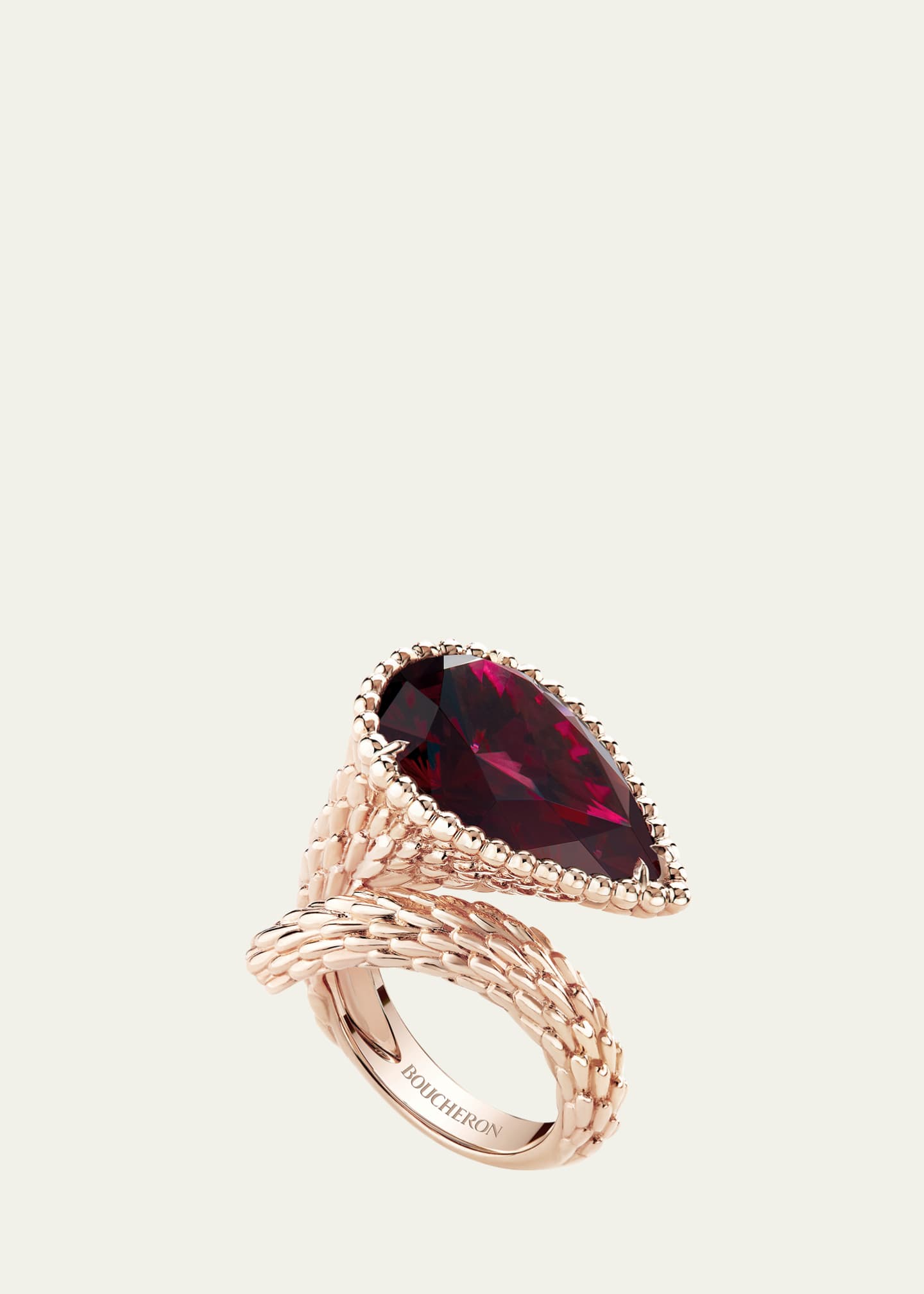 Boucheron 18k Rose Gold Serpent Boheme Ring With Garnet L Motif Bergdorf Goodman
