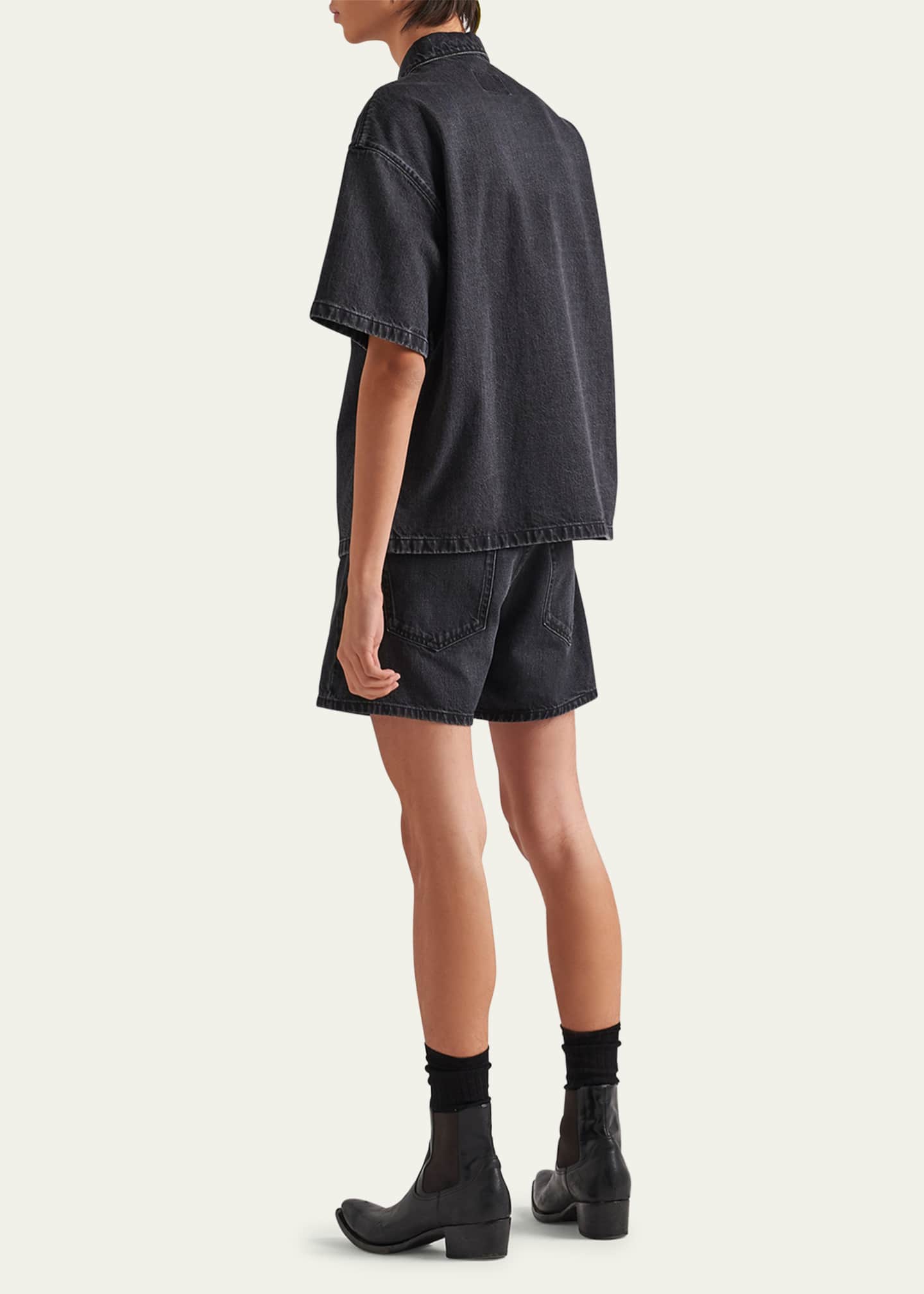 Prada Men's Denim Snap-Front Sport Shirt Image 3 of 3