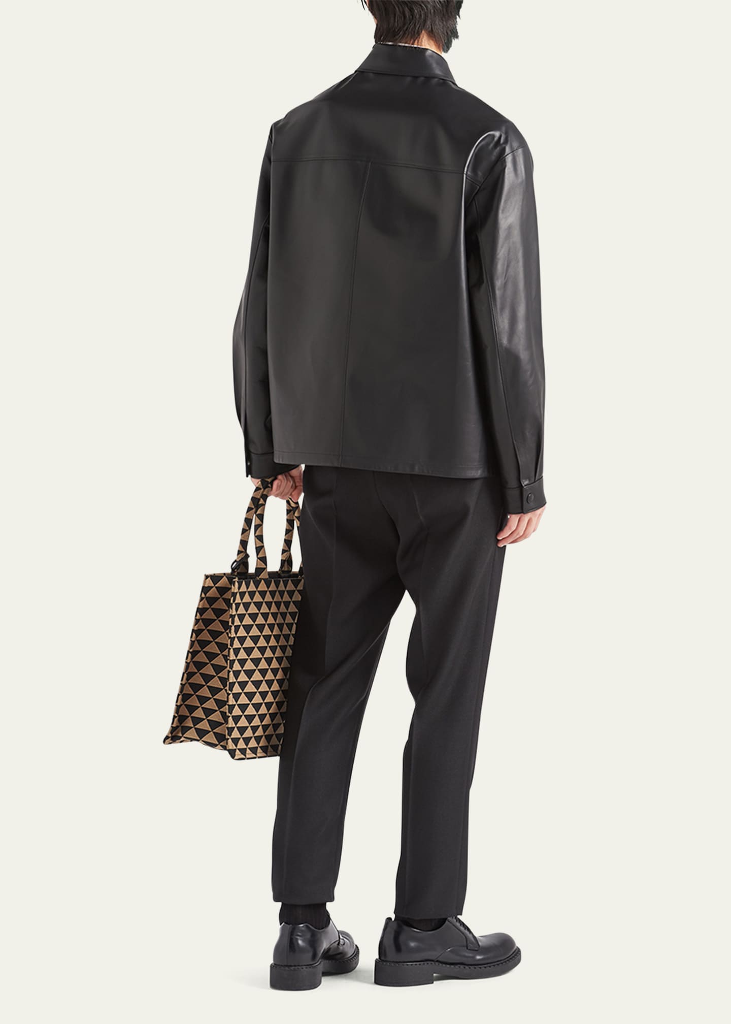 Prada Men s Napa Leather Snap Front Shirt Bergdorf Goodman