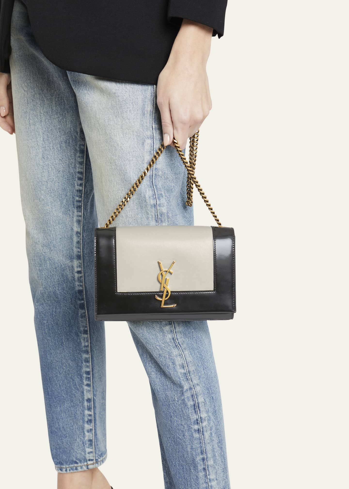 Saint Laurent Medium Kate Leather Chain Shoulder Bag Black