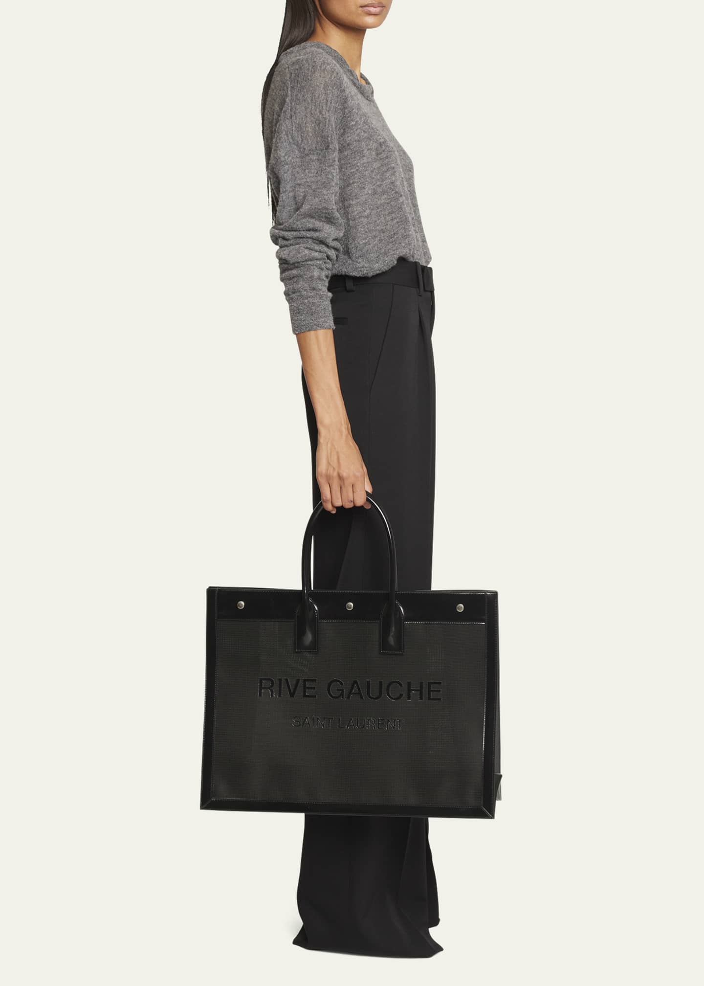 Saint Laurent Rive Gauche Small Linen Tote Bag