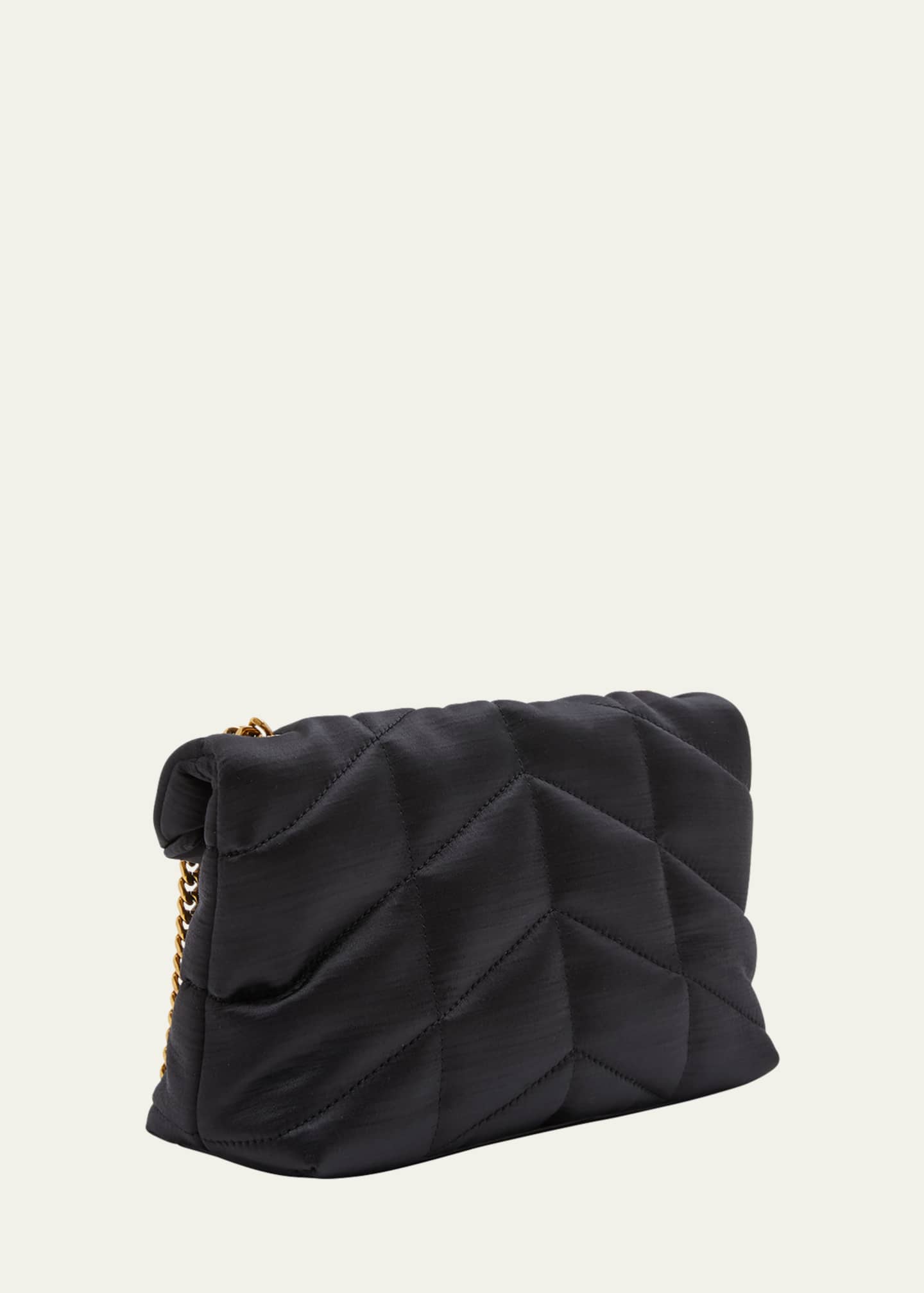 YSL Loulou Puffer Quilted Bag White Gold Lambskin 338844