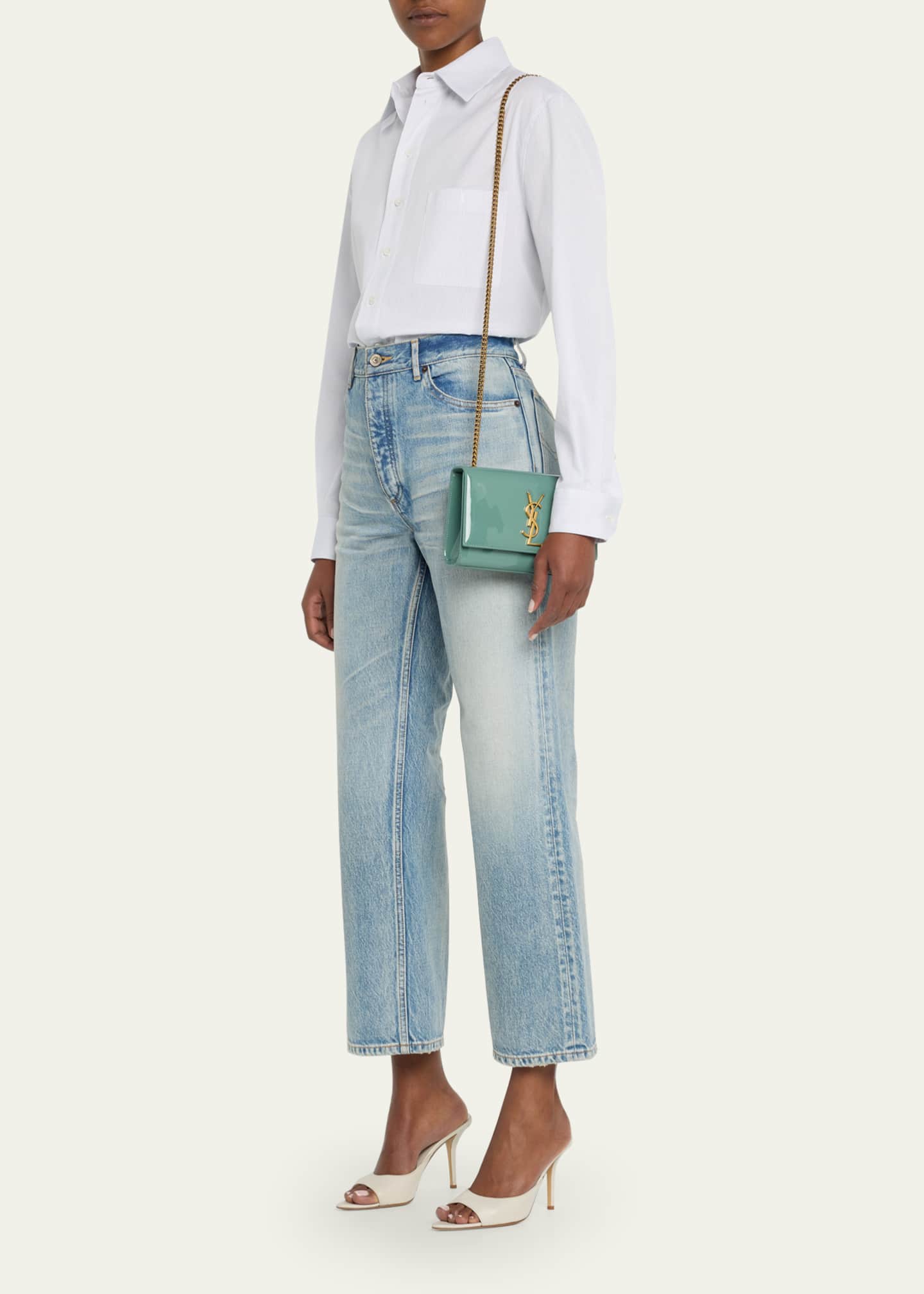 Saint Laurent Kate Small YSL Crossbody Bag in Patent Leather