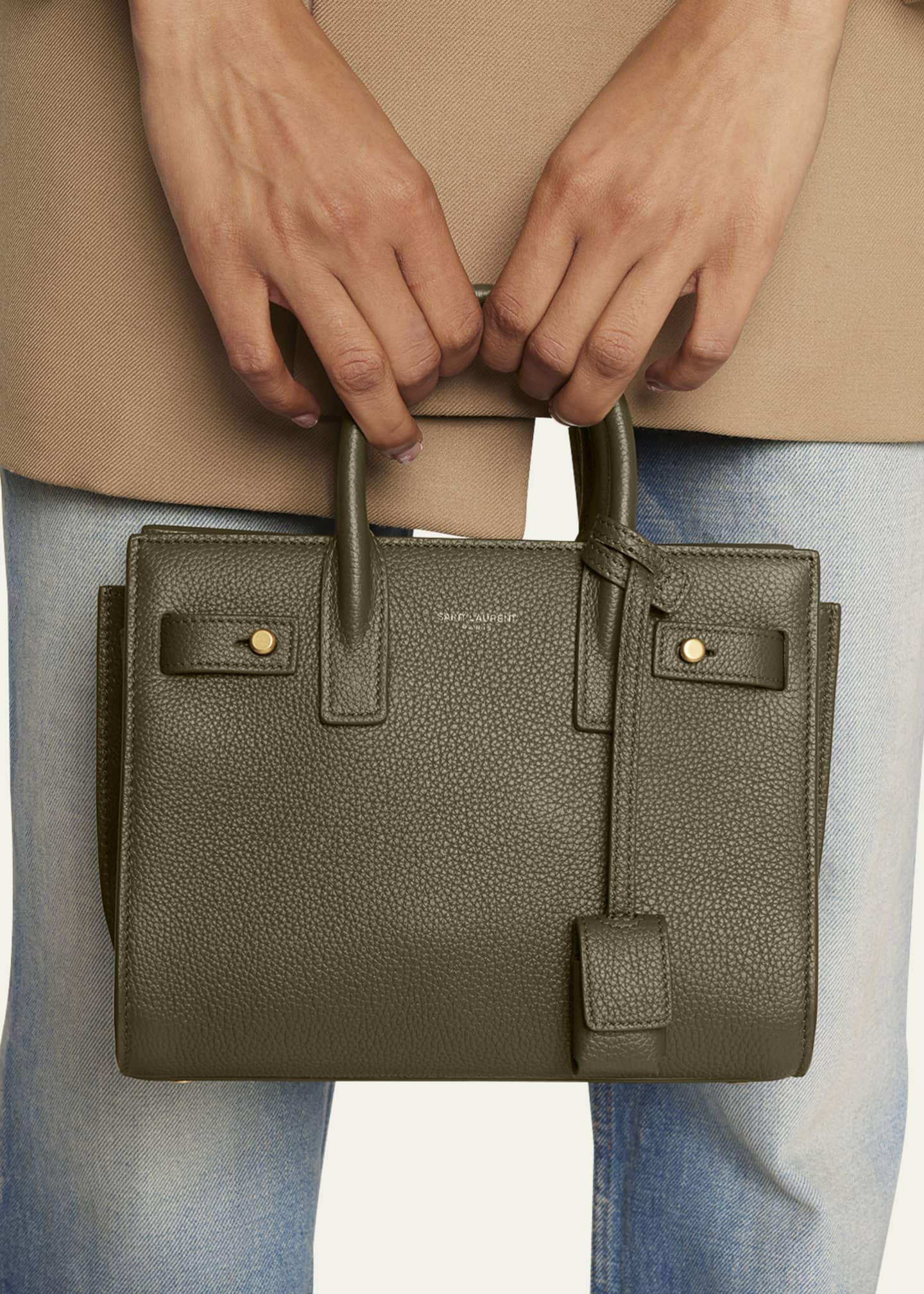 Green Sac de Jour Baby leather handbag, Saint Laurent