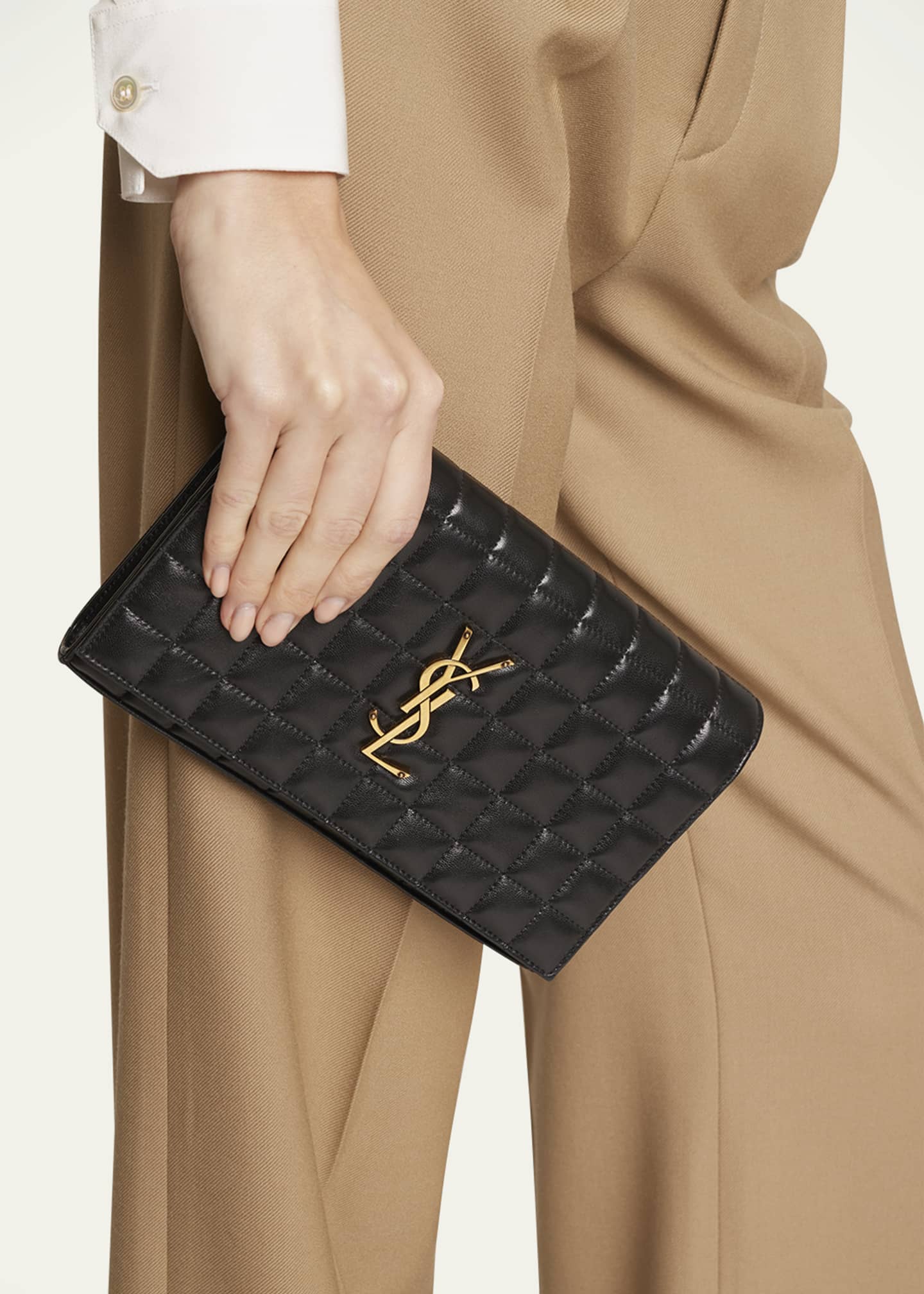 Saint Laurent Monogram Quilted Leather Wallet on a Chain