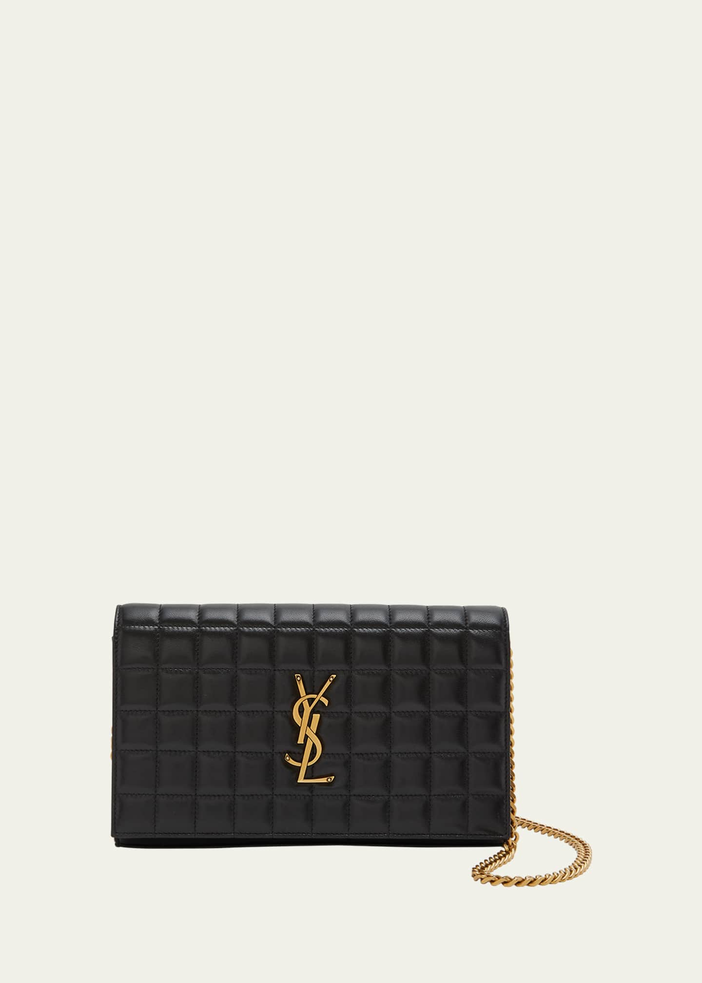 Saint Laurent Cassandra Quilted Leather Wristlet Pouch