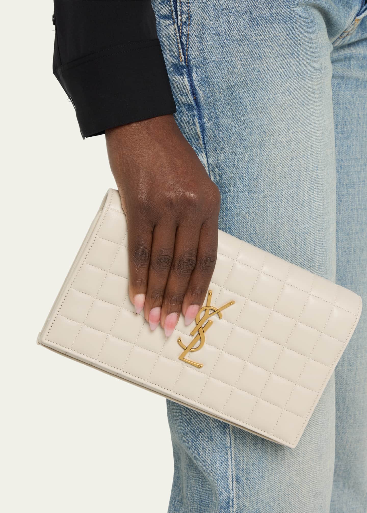 Saint Laurent Cassandre YSL Wallet on Chain in Quilted