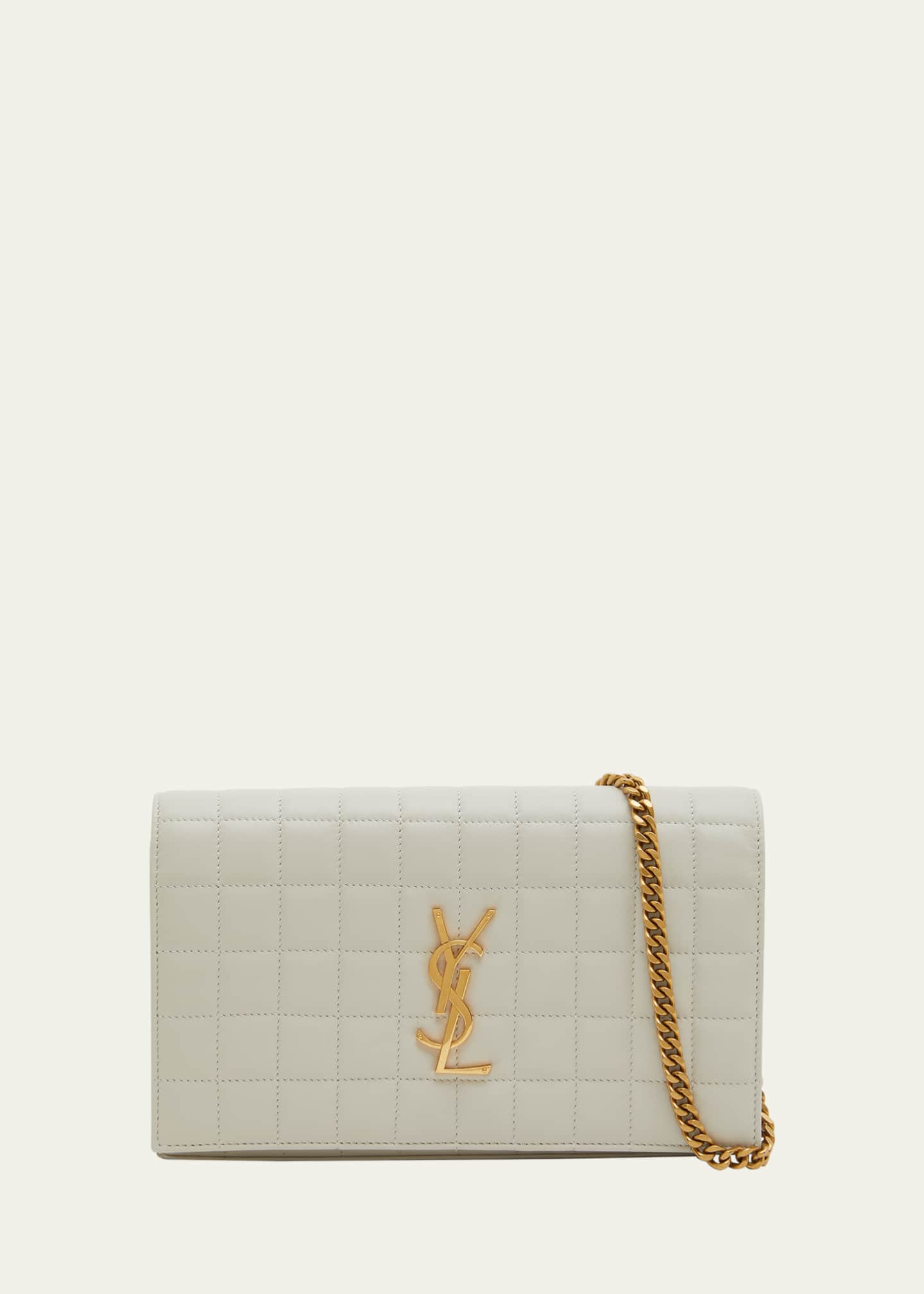 VIP【送料関税込】SAINT LAURENT CASSANDRE WALLET ON CHAIN Cassandre matelassé leather wallet on chain in black - Saint