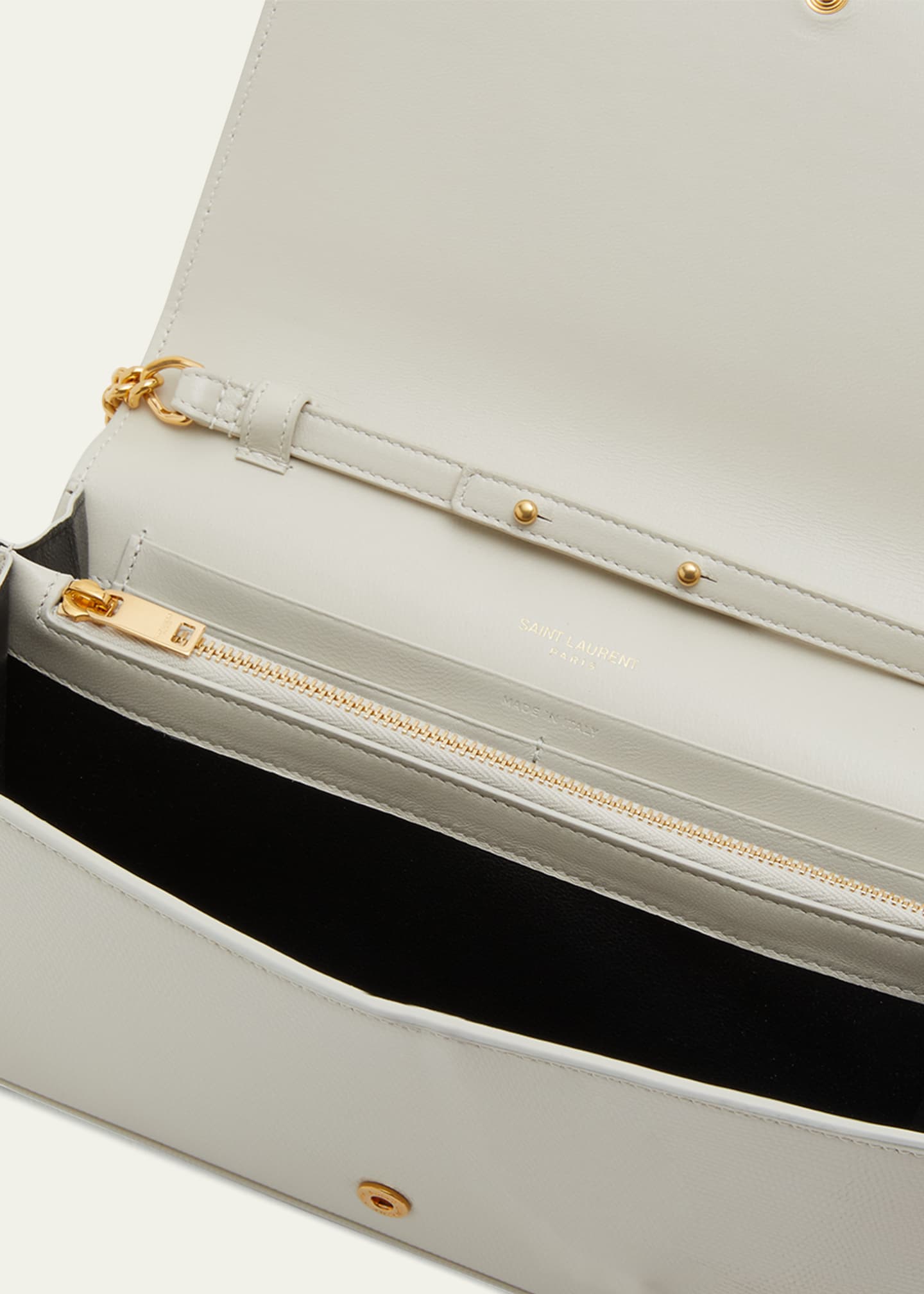 Saint Laurent Kate Medium YSL Wallet on Chain in Croc Embossed