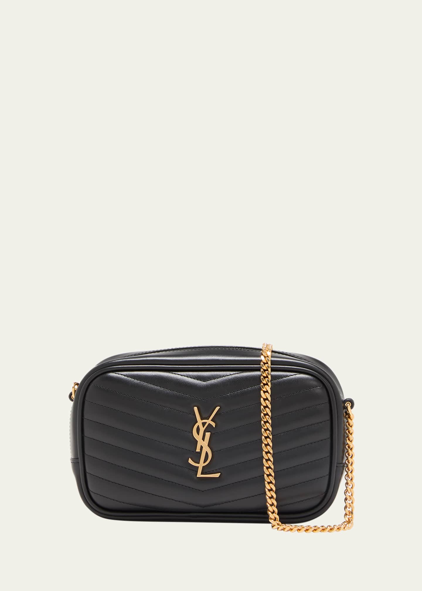 Saint Laurent Lou Mini Camera Bag in Quilted Cuir Souple Brilliant Smooth Leather