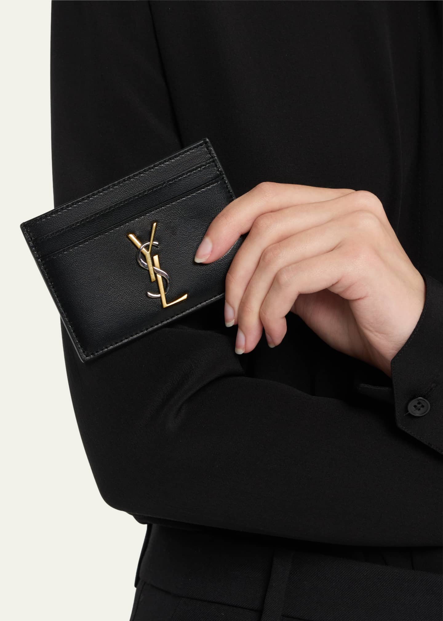 Saint laurent black 2025 monogramme card holder