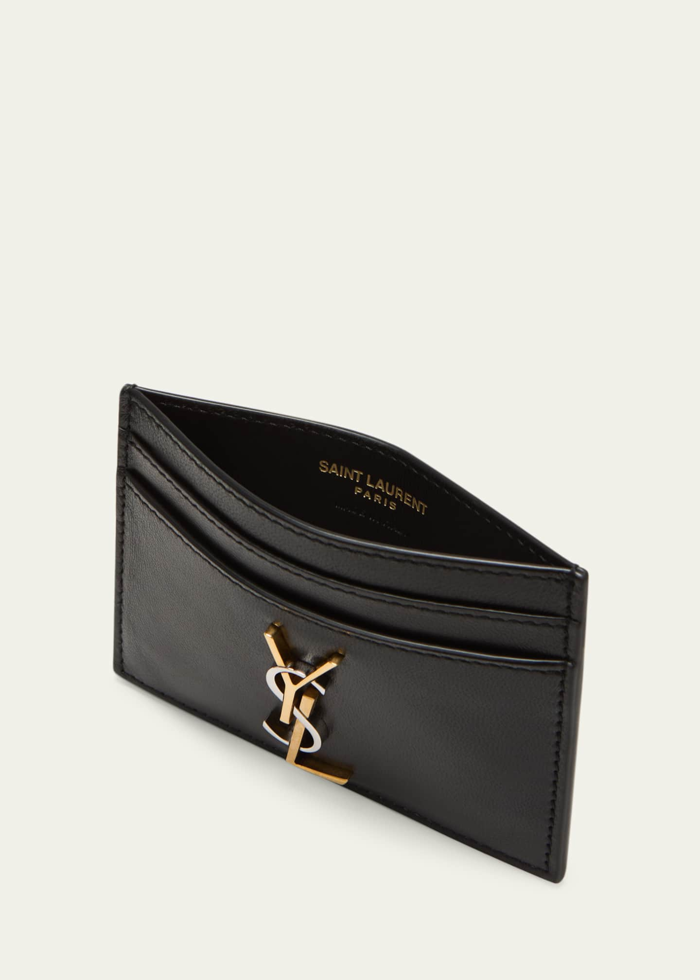 Saint Laurent Monogram Leather Card Case - Black