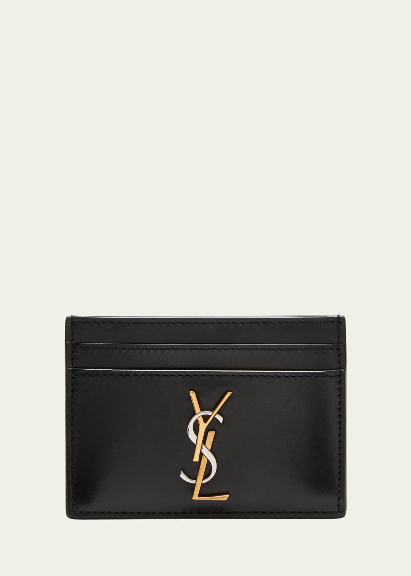 Black YSL-monogram leather cardholder, Saint Laurent