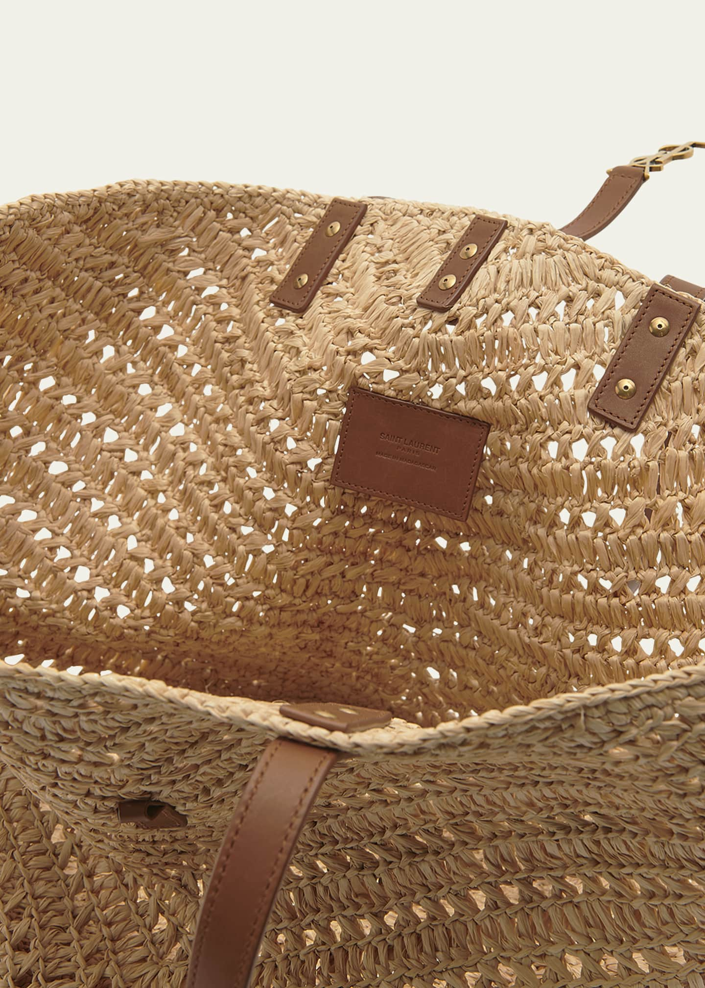 Saint Laurent Tan Raffia Medium Panier Tote – BlackSkinny