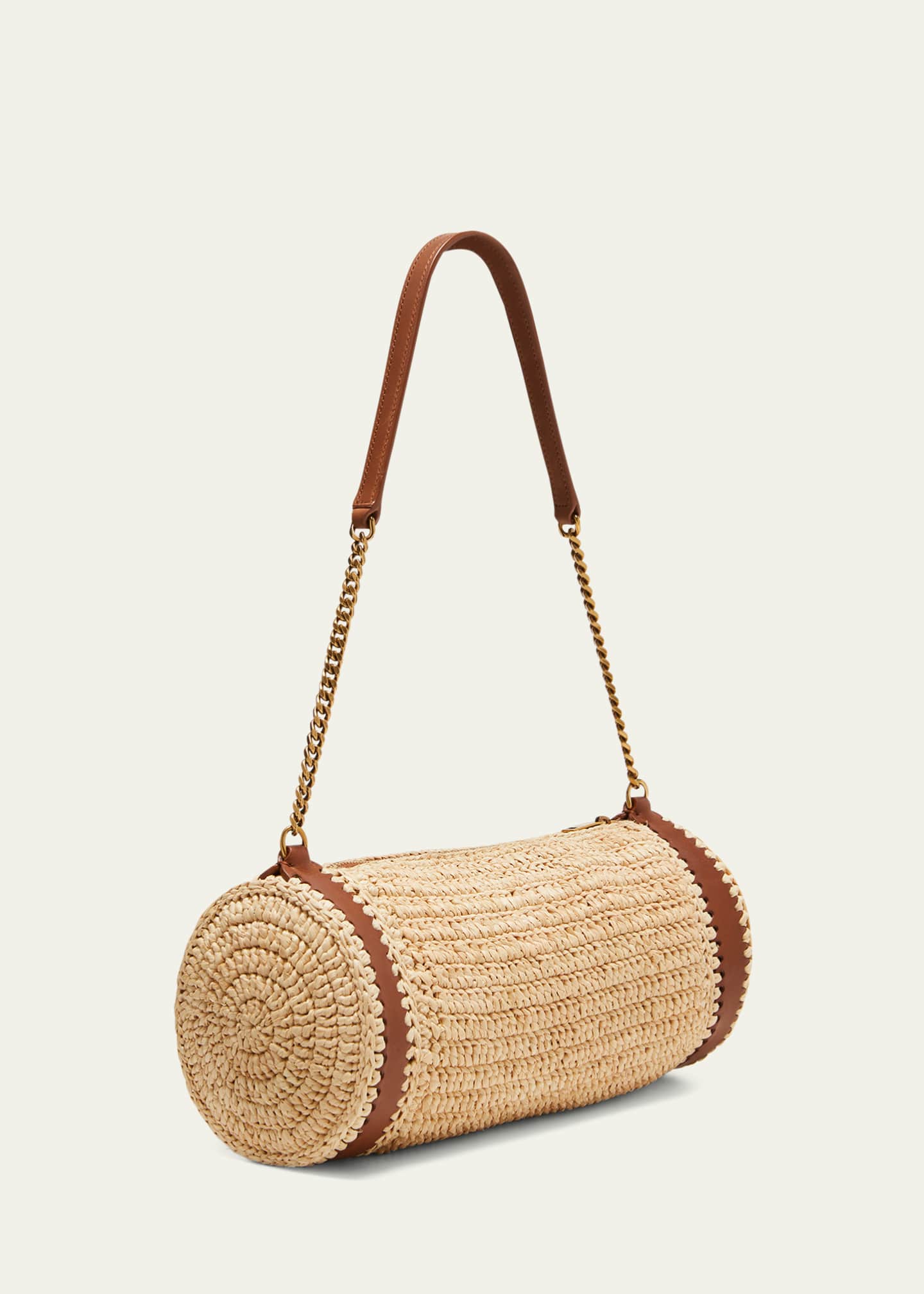 Saint Laurent Cassandre Small YSL Tube Shoulder Bag in Raffia Image 3 of 5