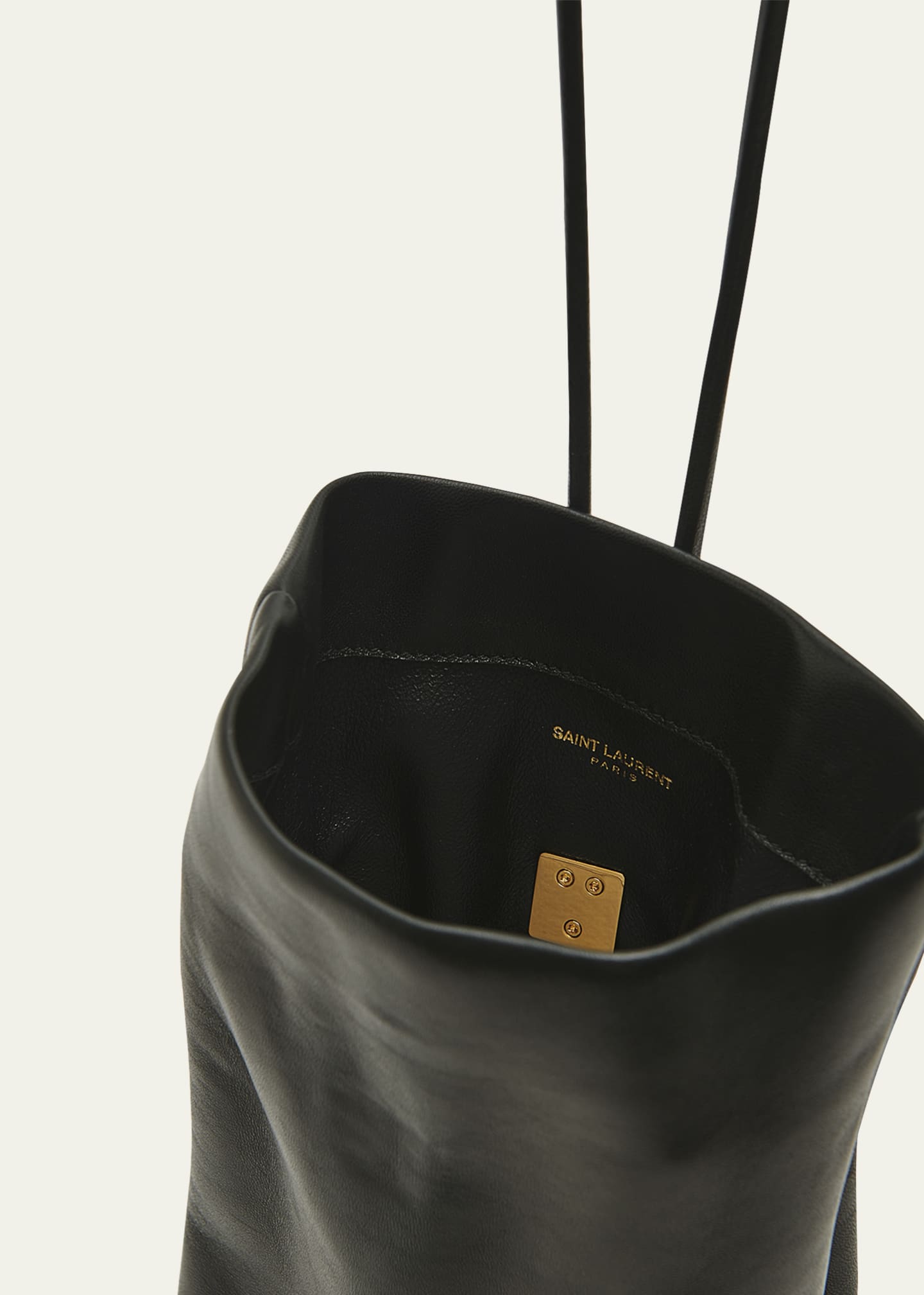 Saint Laurent Evening Pouch Leather Clutch Bag - Black