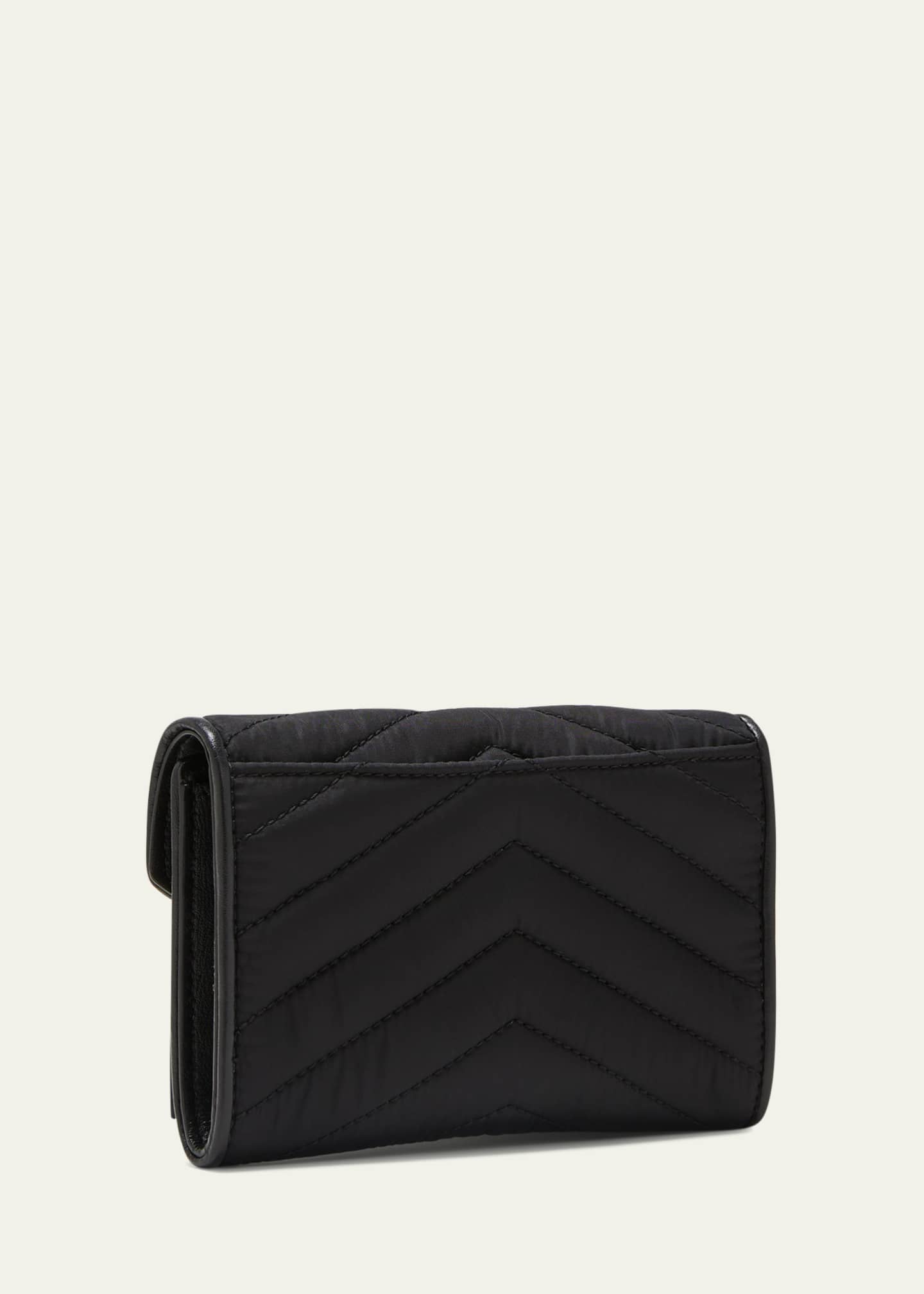 SAINT LAURENT Monogramme small quilted textured-leather wallet