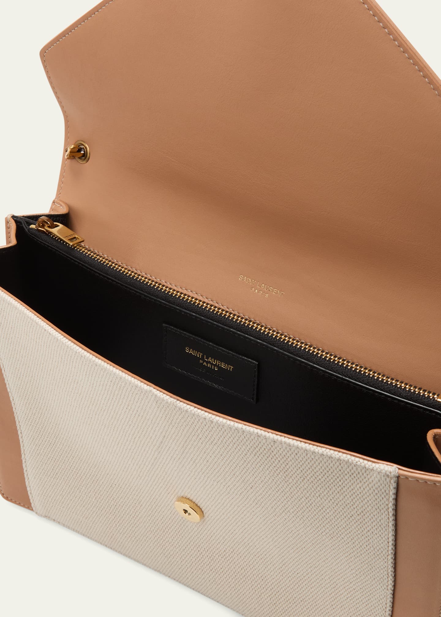 Saint Laurent Gaby Medium YSL Linen Shoulder Bag Bergdorf Goodman