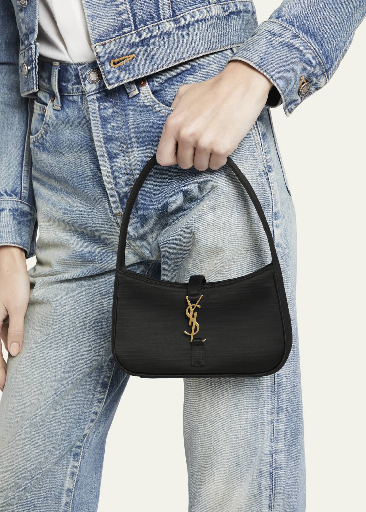 Saint Laurent Le 5 A 7 YSL Satin Hobo Bag