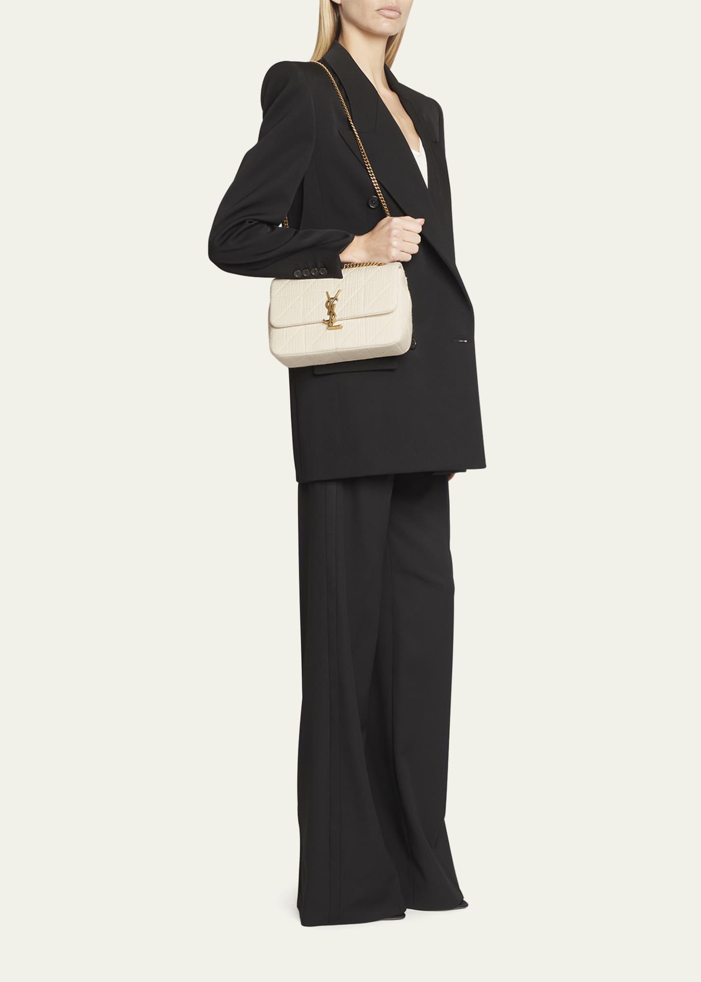 Saint Laurent Jamie Medium YSL Cotton Chain Shoulder Bag - Bergdorf Goodman