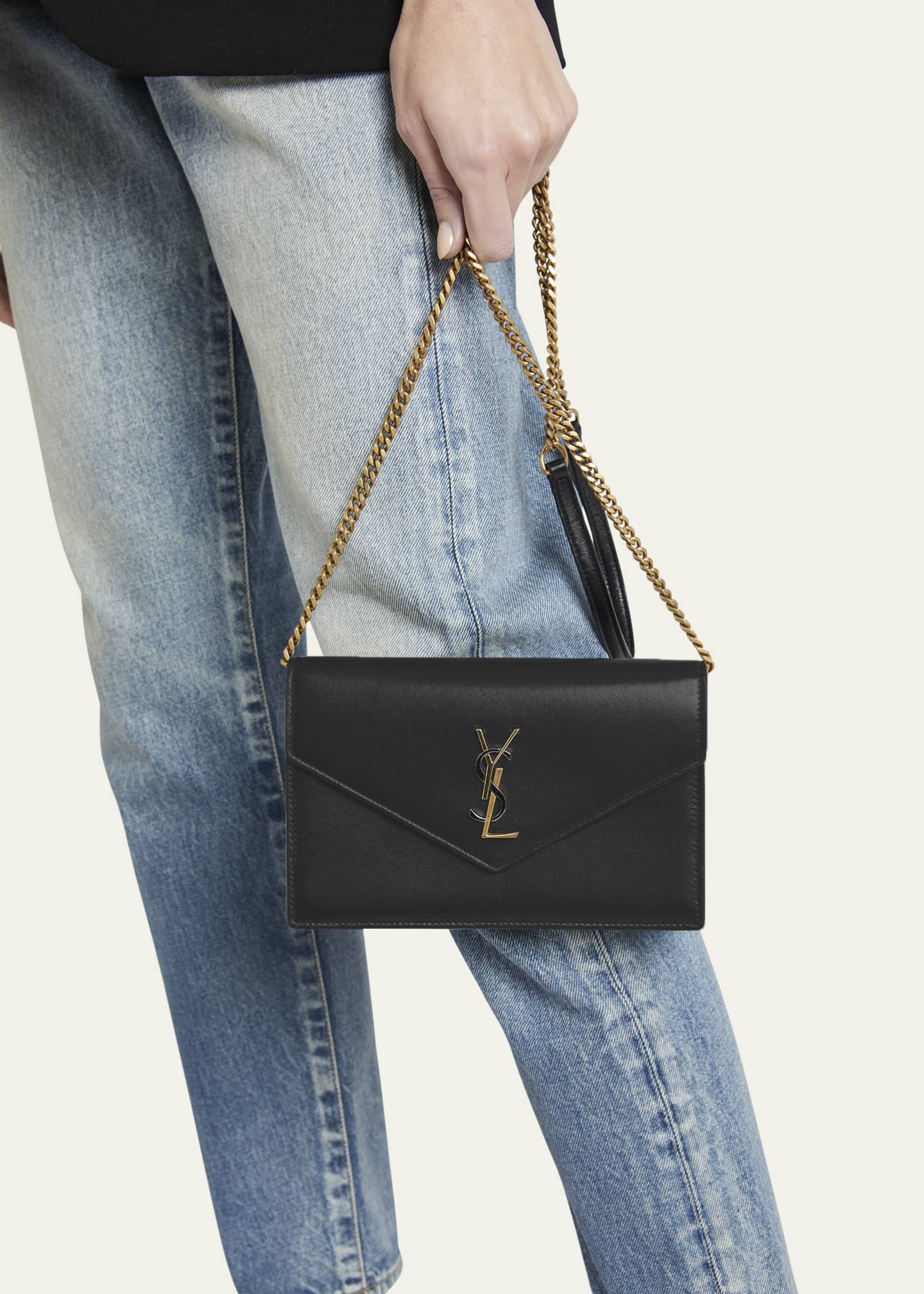 Saint Laurent Tricolor Ysl Monogram Nappa Leather Wallet on Chain