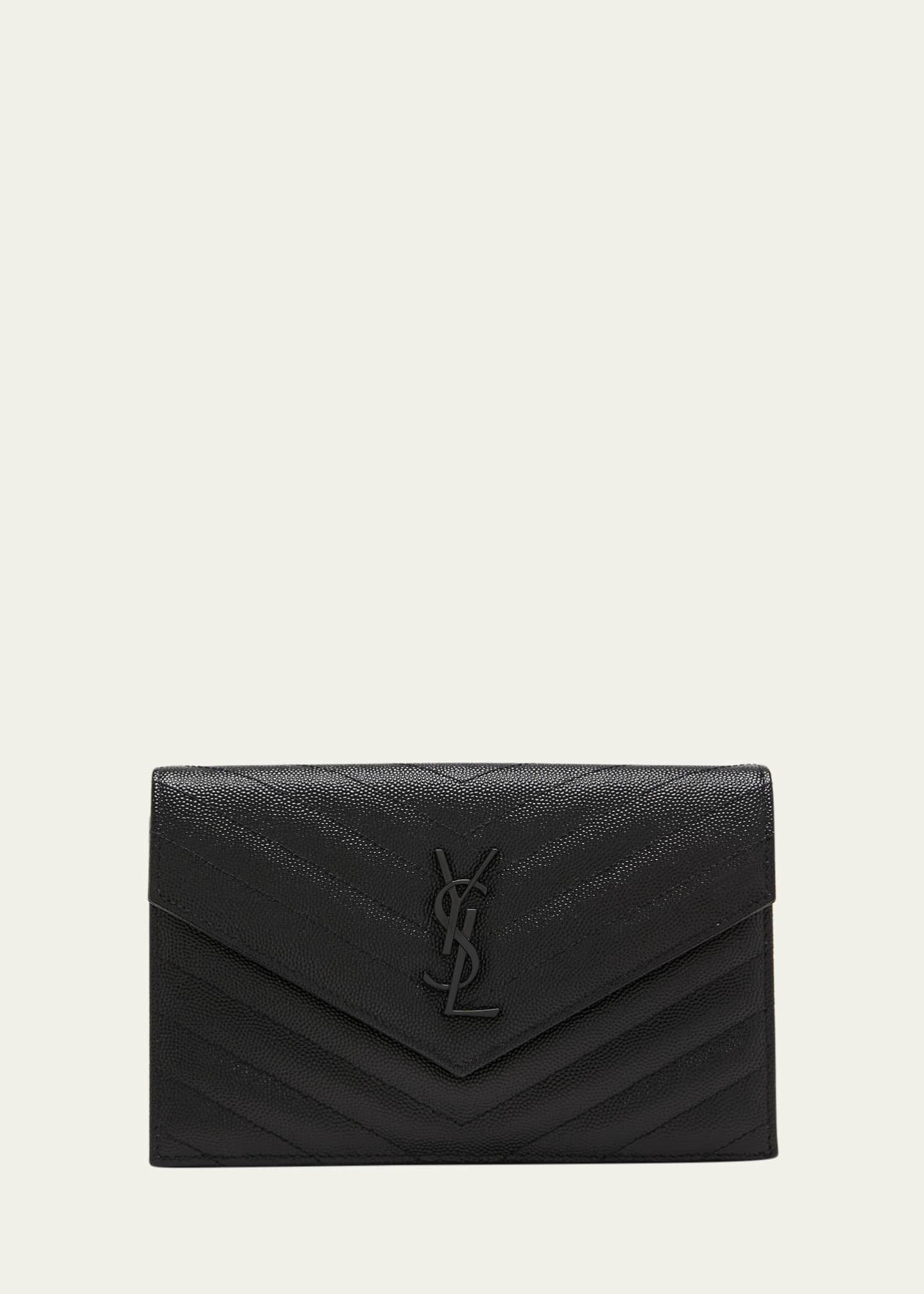 Saint Laurent Small Envelope Leather Wallet on Chain