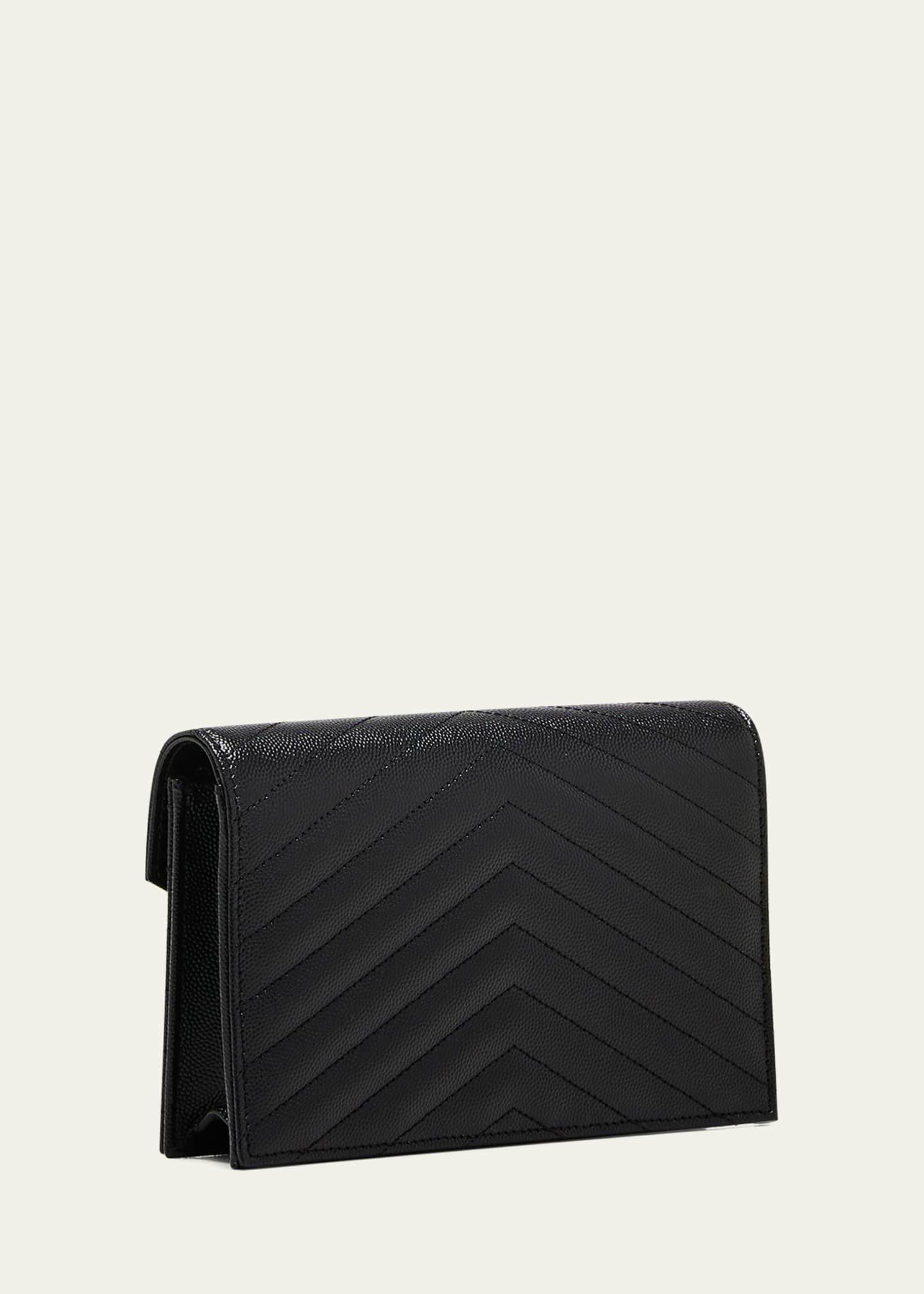 Envelope Small Leather Wallet in Black - Saint Laurent