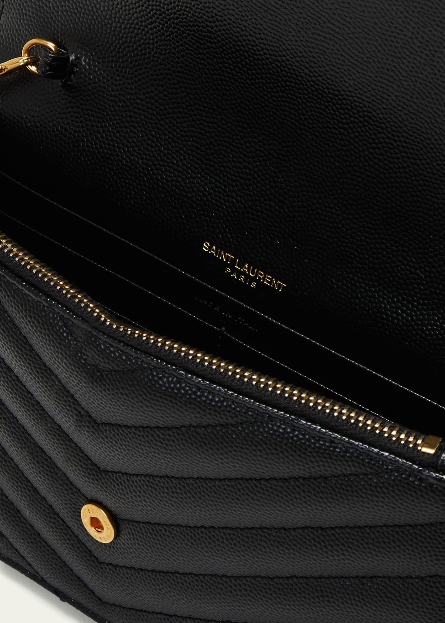 Saint Laurent YSL Monogram Small Wallet on Chain in Grained Leather Bergdorf Goodman