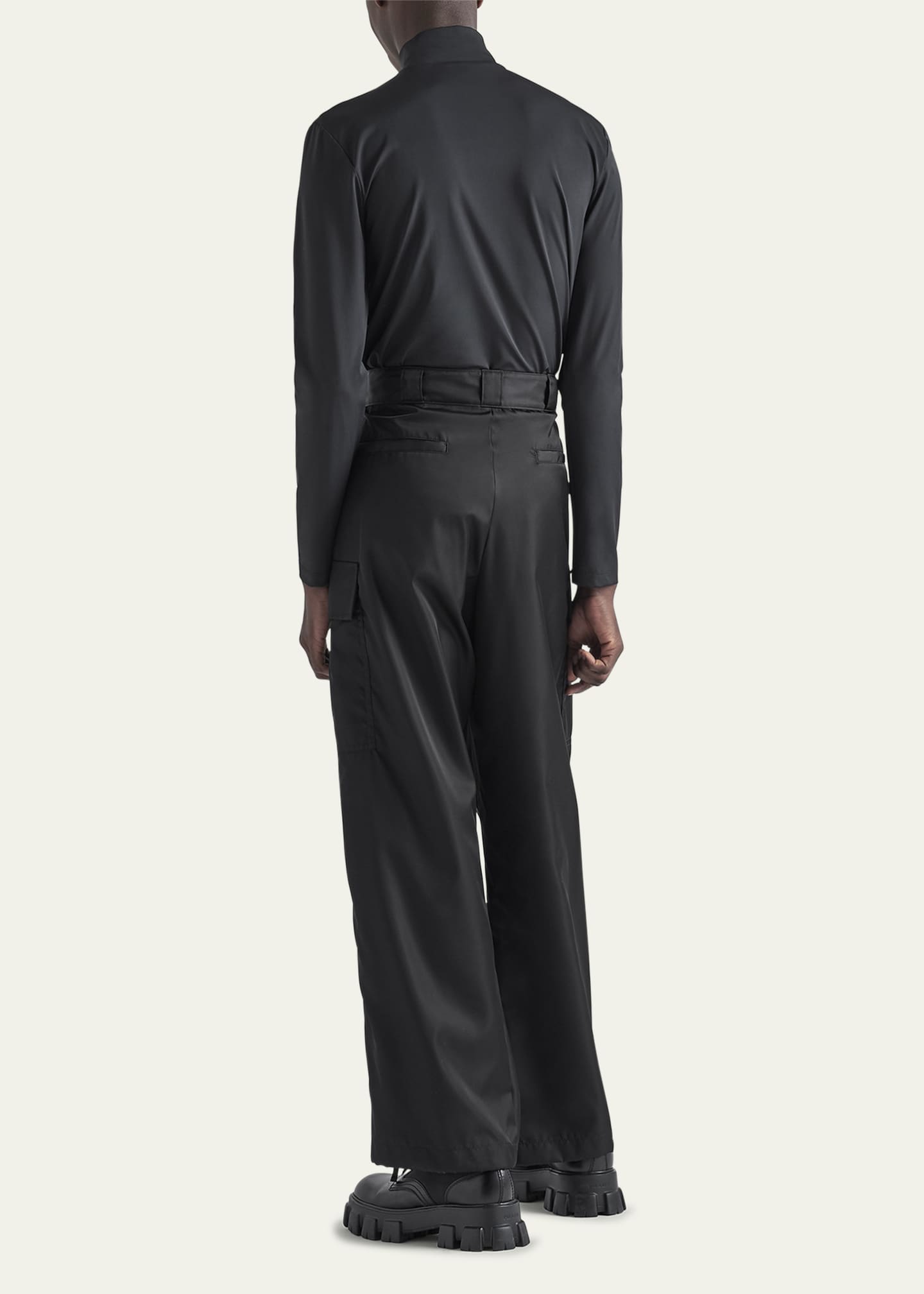Prada Men's Tech Jersey Mock-Neck Sweater Image 3 of 3
