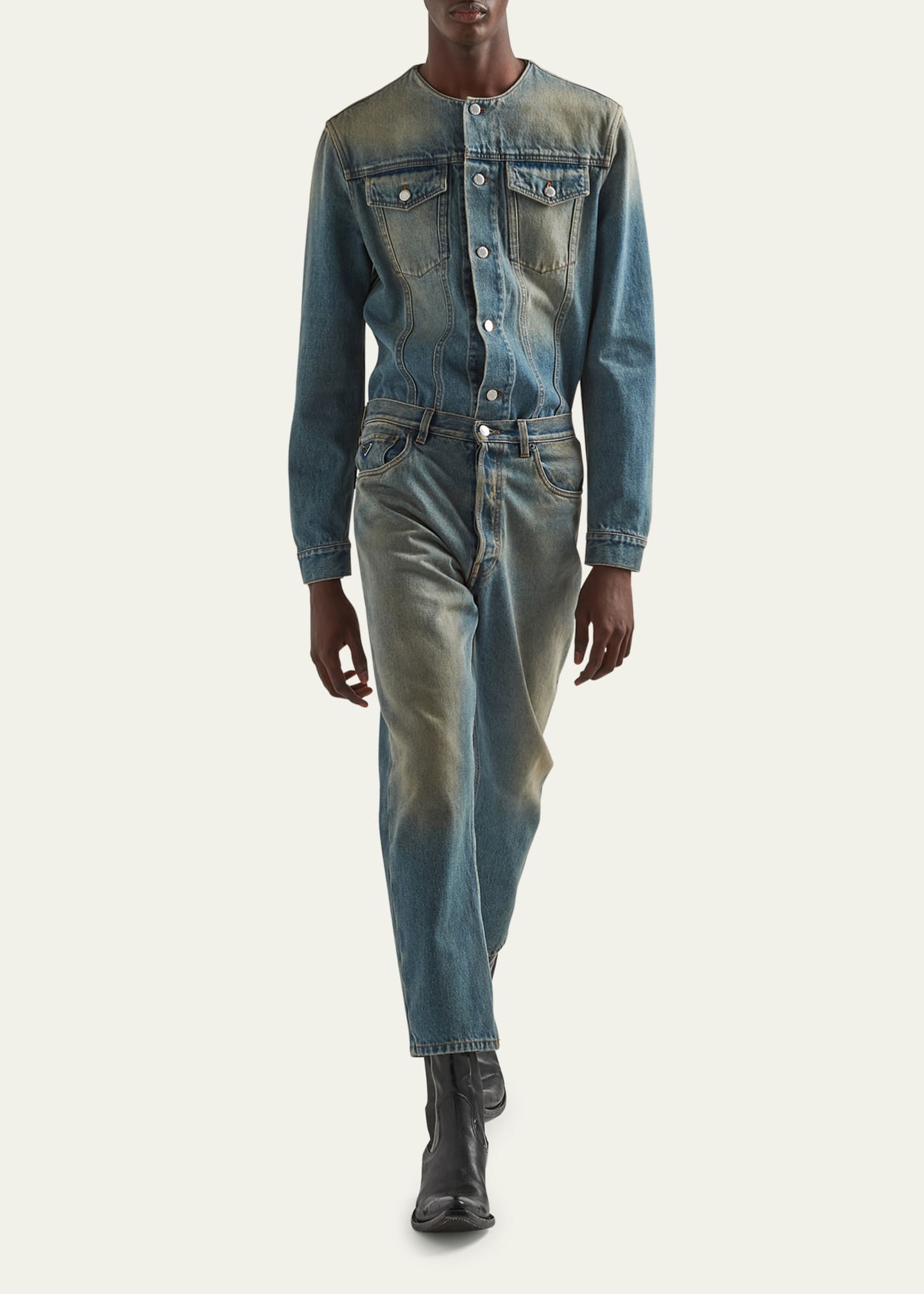 Prada Men's Light Treated Denim Jeans - Bergdorf Goodman