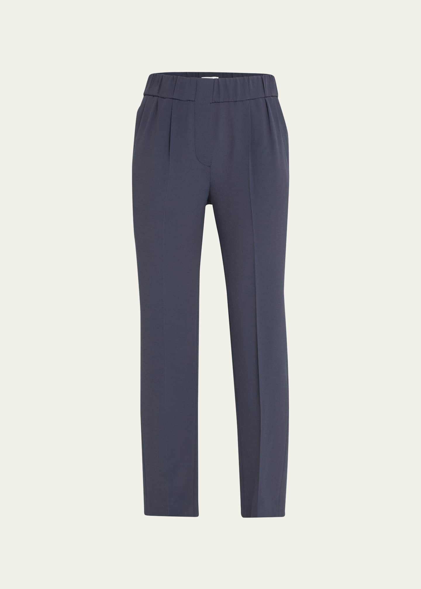 Brunello Cucinelli Silk Crepe Pull-On Pants