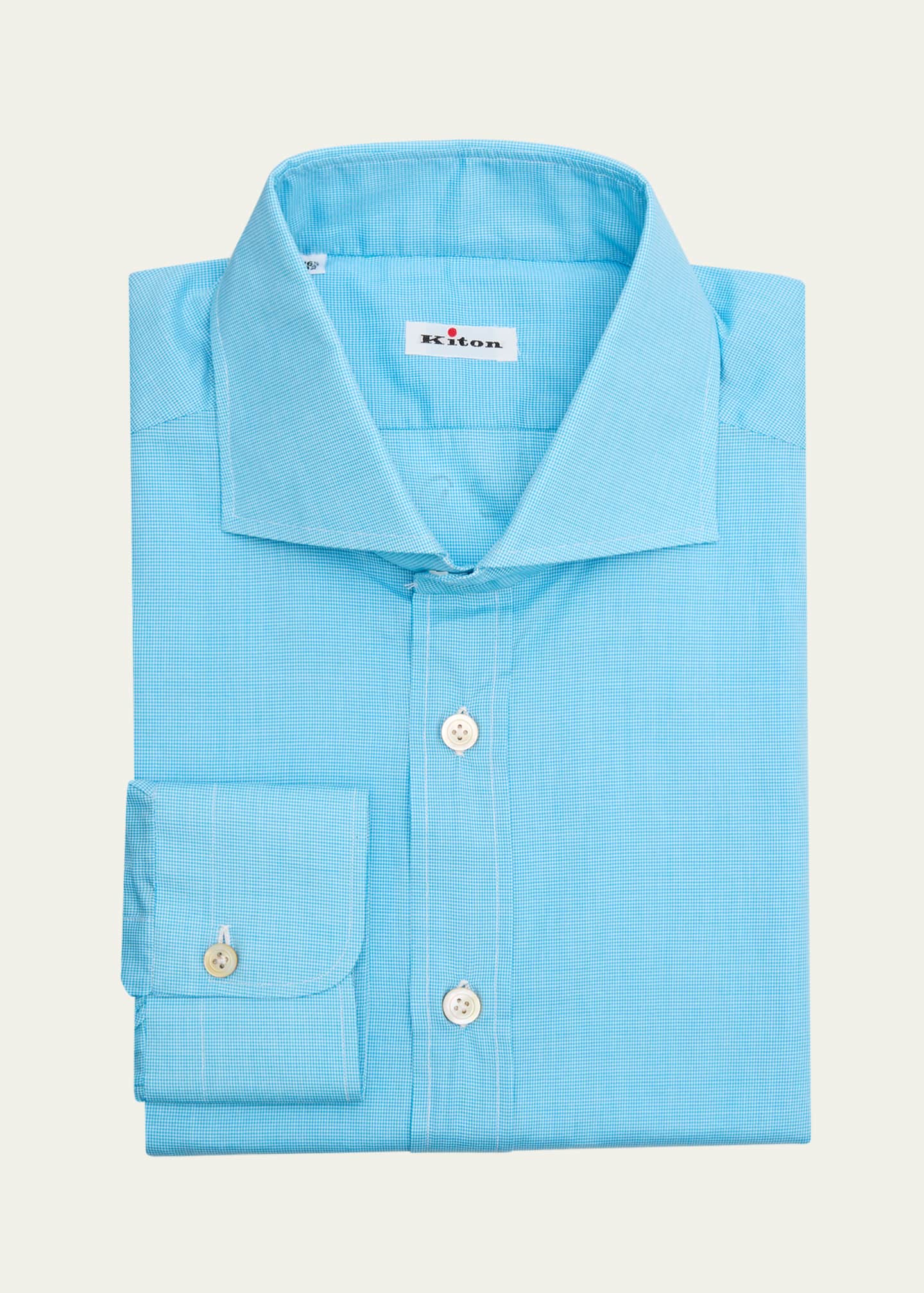 Kiton Men's Micro-Houndstooth Dress Shirt Image 1 of 2