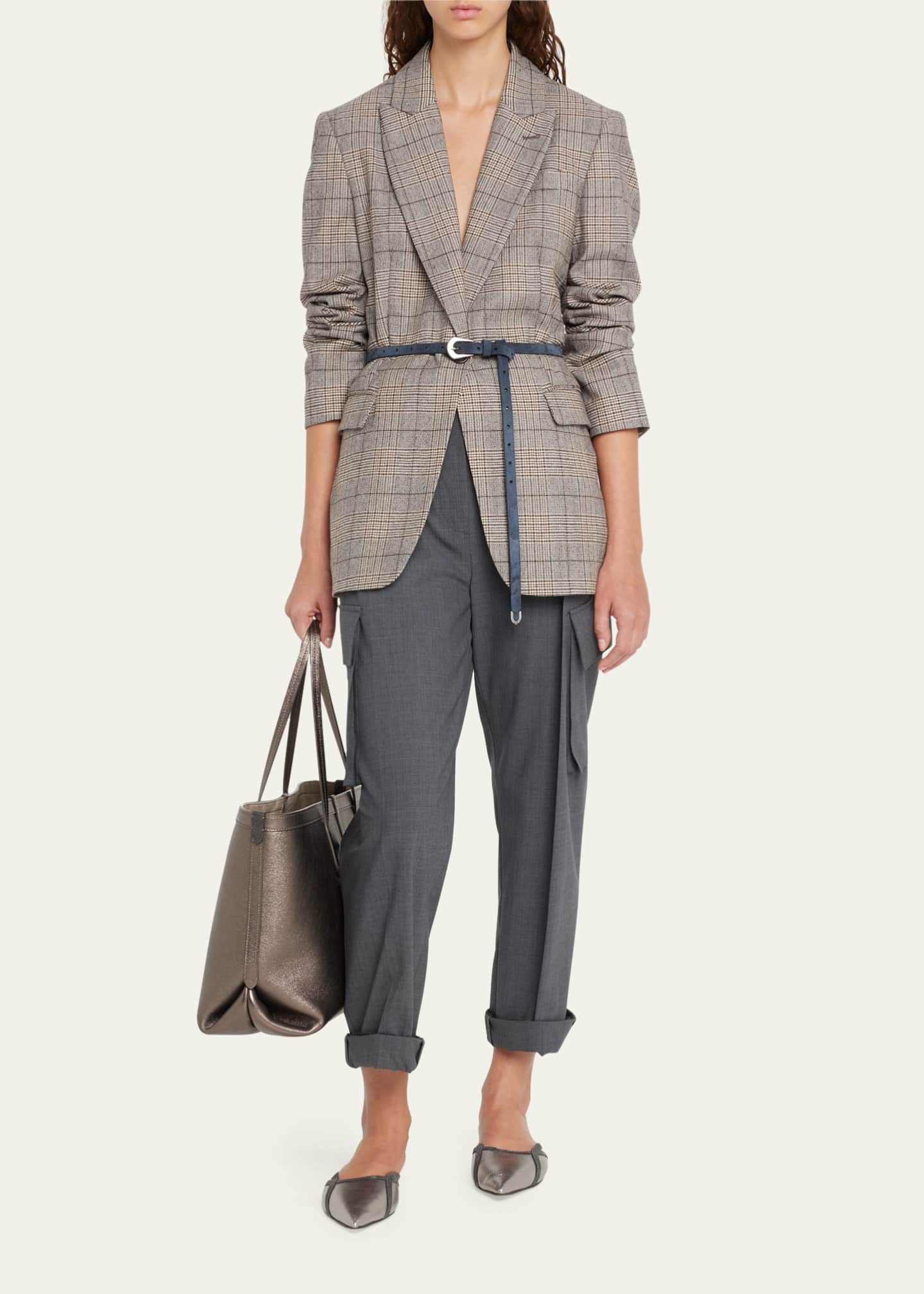 Brunello Cucinelli Wool Cargo Pants with Tie Belt Bergdorf Goodman
