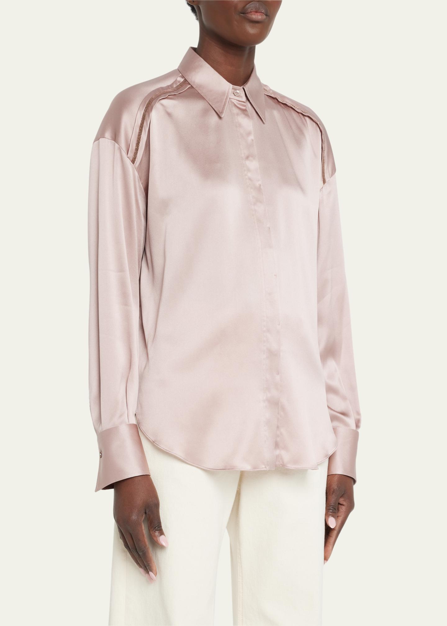 Blouse Western Brunello Cucinelli Femme Taille L - Soie, Imprimé Floral Métallisé Doré, Neuf Avec étiquettes