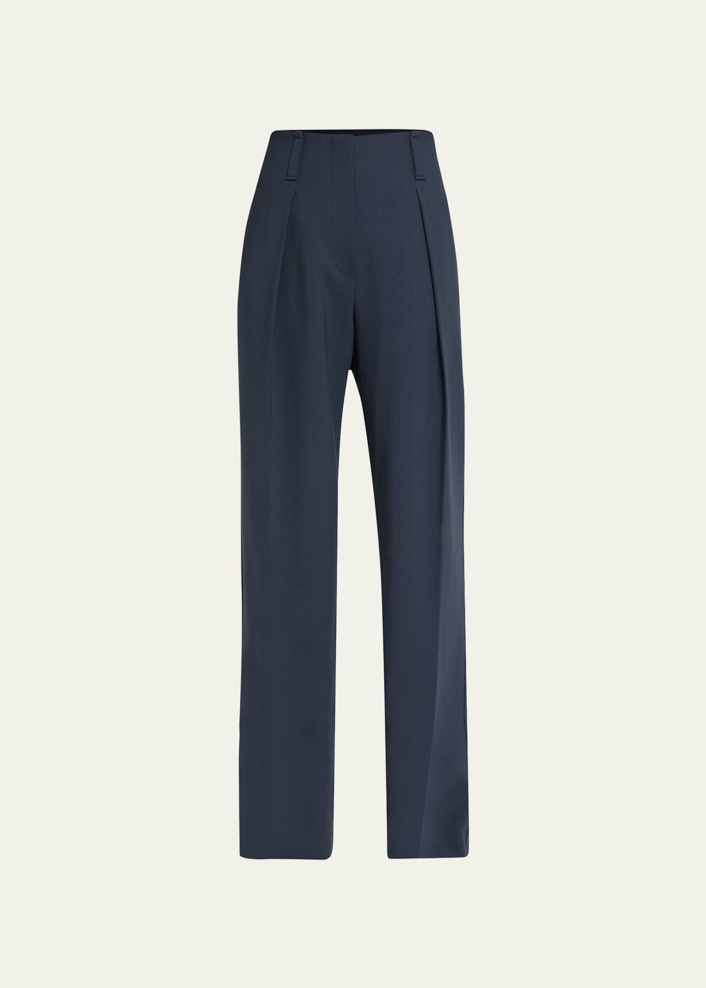 Brunello Cucinelli Wool Crepe Trousers with Front Pleat Detail ...