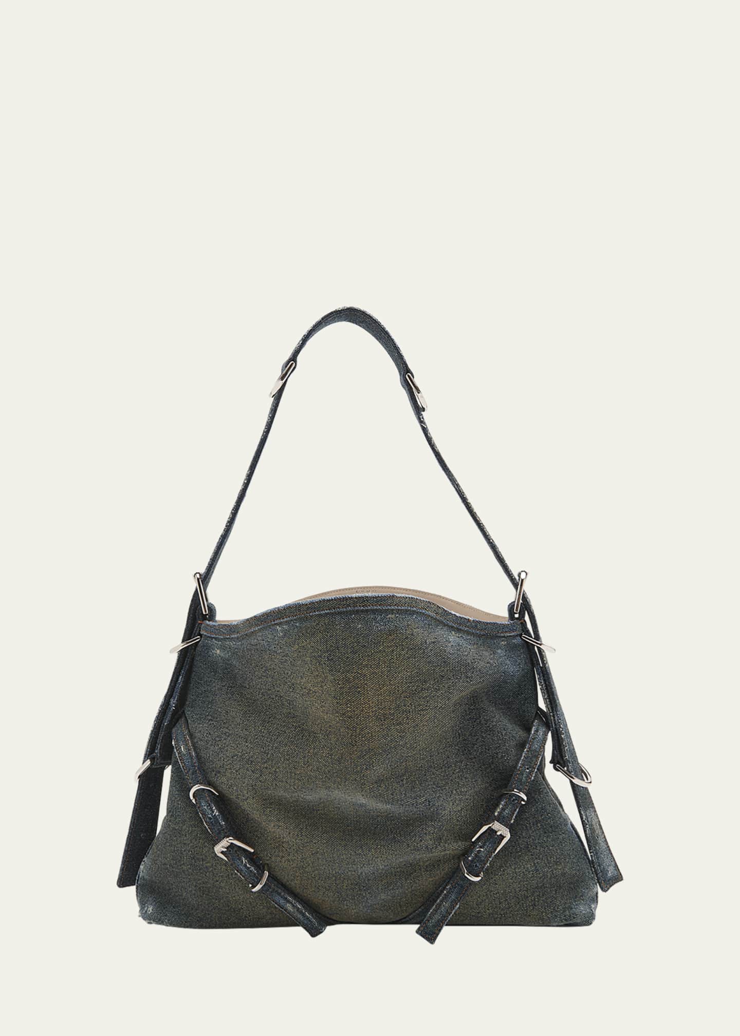 Givenchy Medium Voyou Buckle Shoulder Bag in Washed Denim - Bergdorf ...