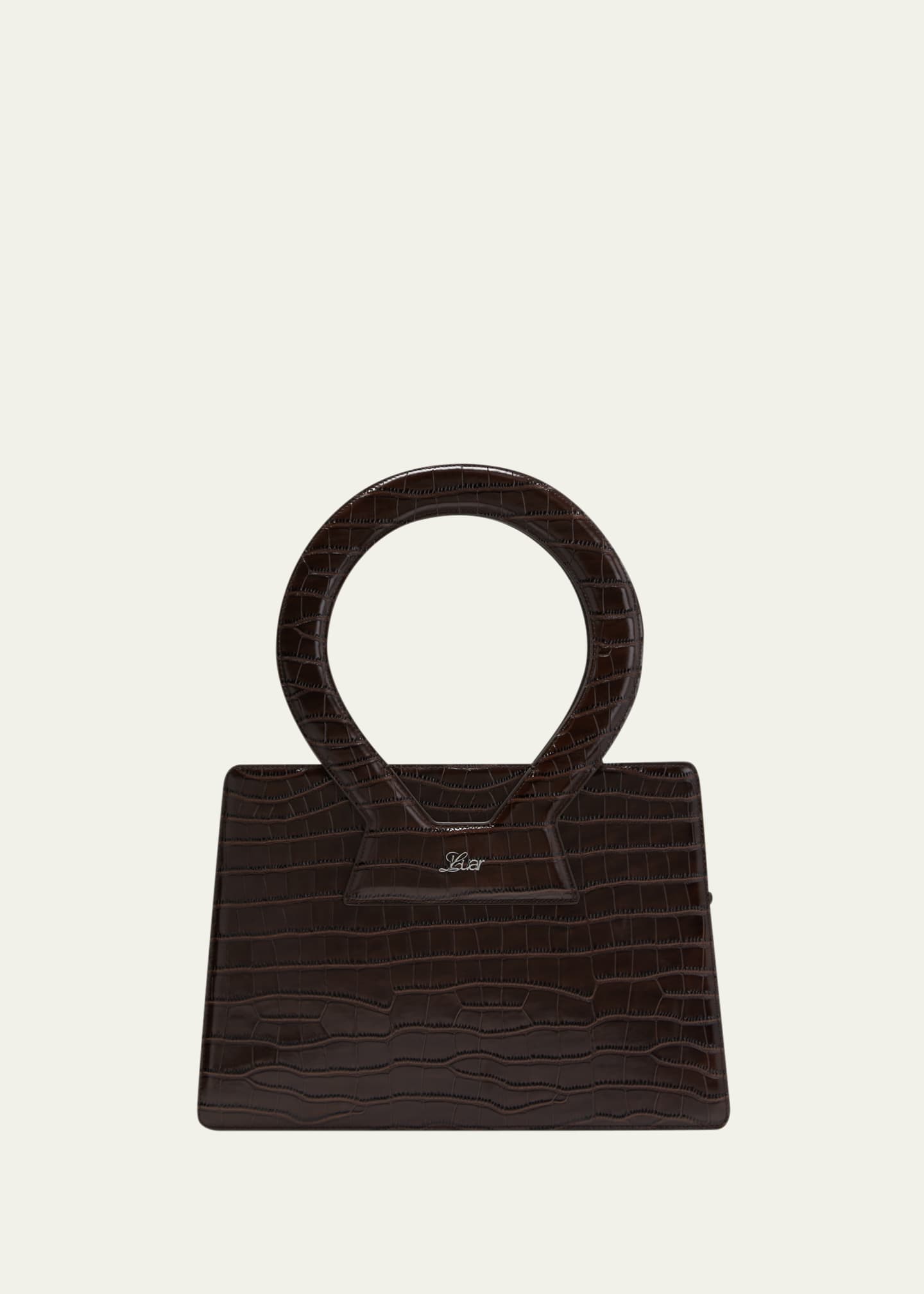 Large Unisex Alligator Leather Padlock Bag