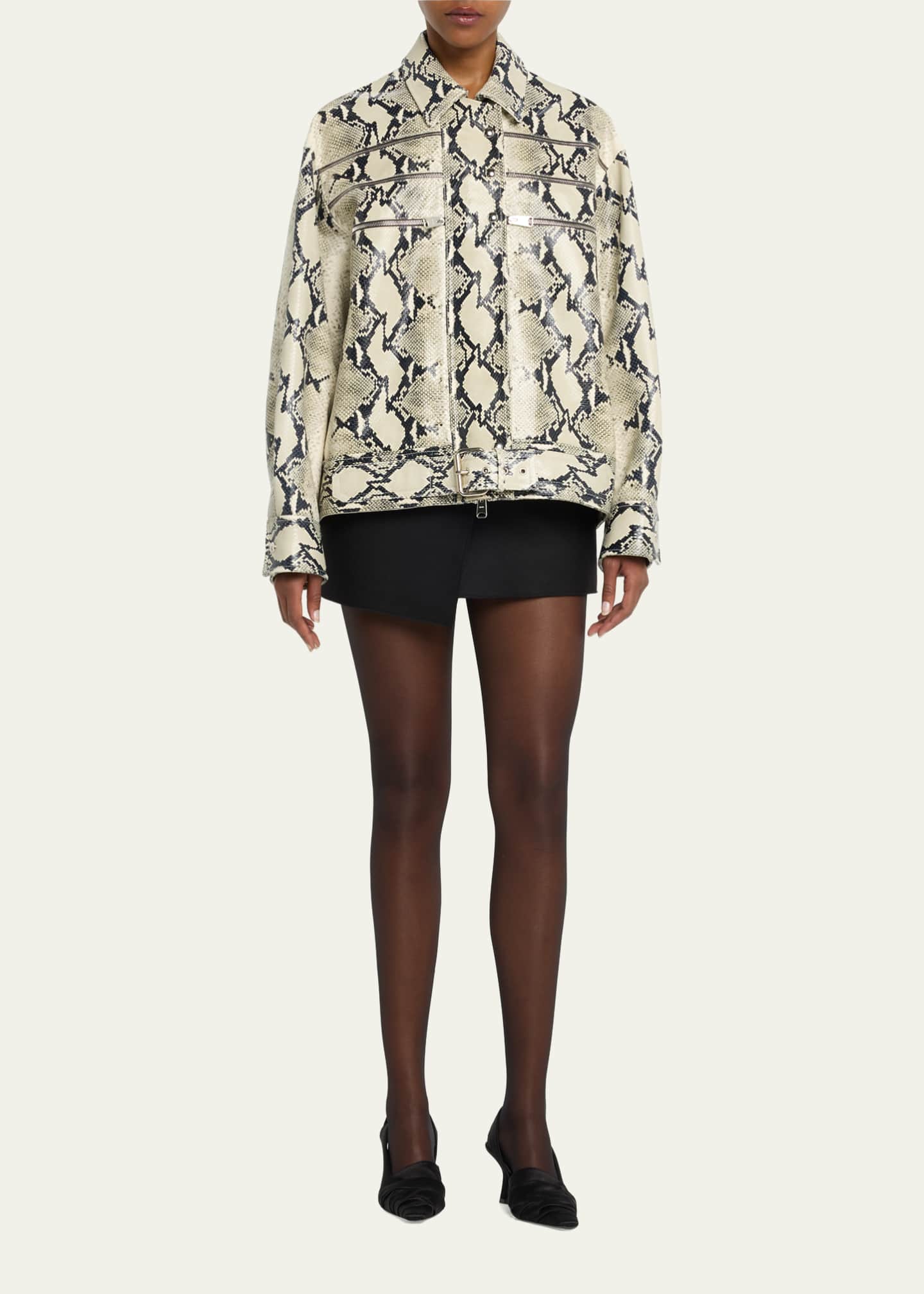 Khaite Tania Snake-Print Leather Jacket - Bergdorf Goodman