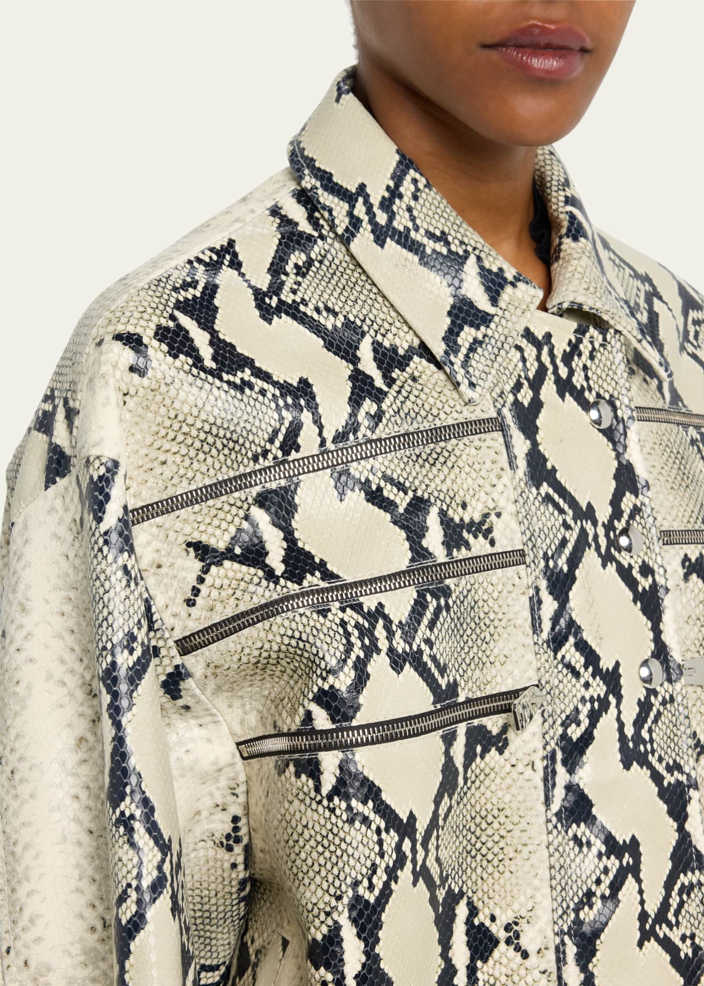 Khaite Tania Snake-Print Leather Jacket - Bergdorf Goodman